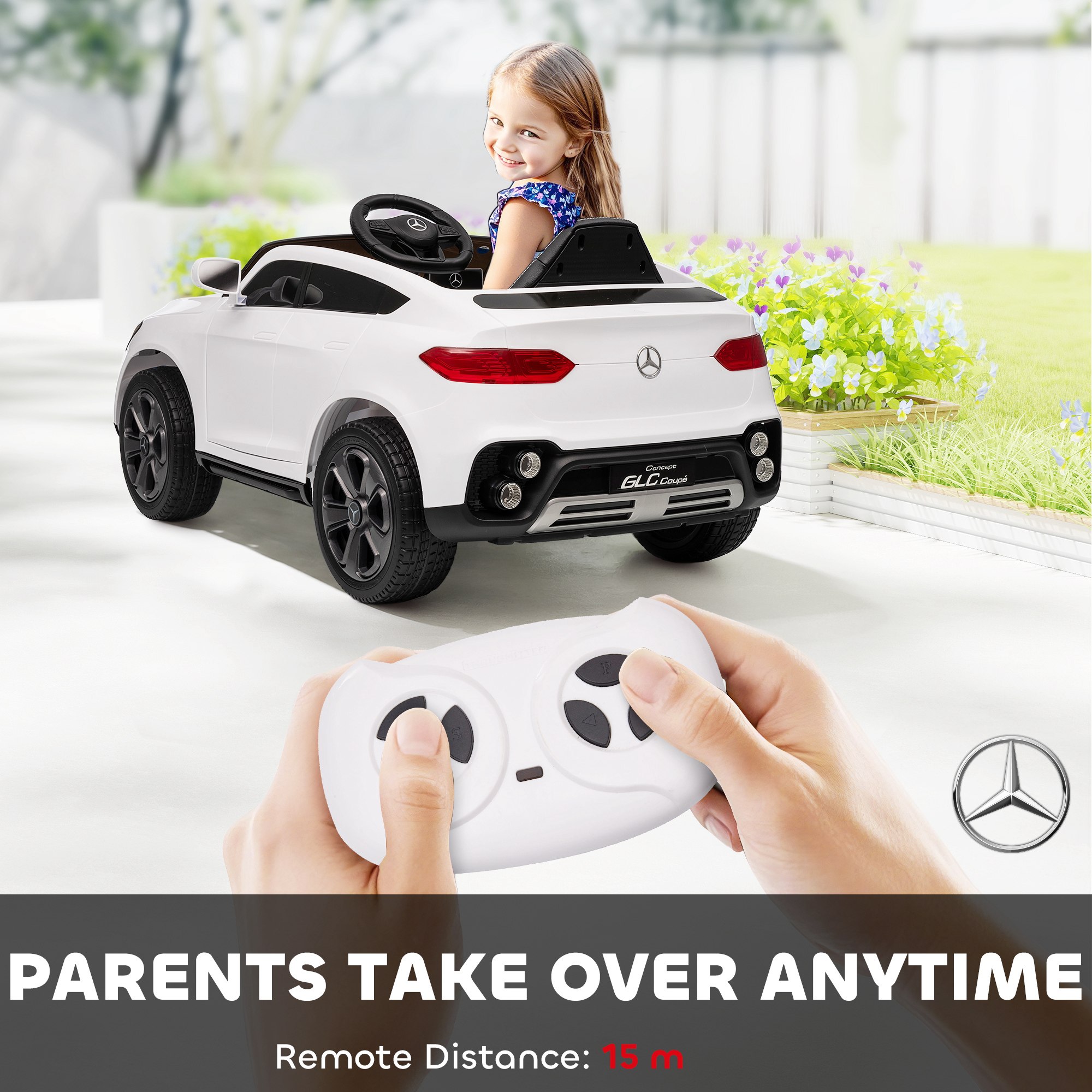 AIYAPLAY Mercedes-Benz GLC Licensed Kids Ride on Car with Remote Control, Soft Start, MP3, LED Headlights, White 5