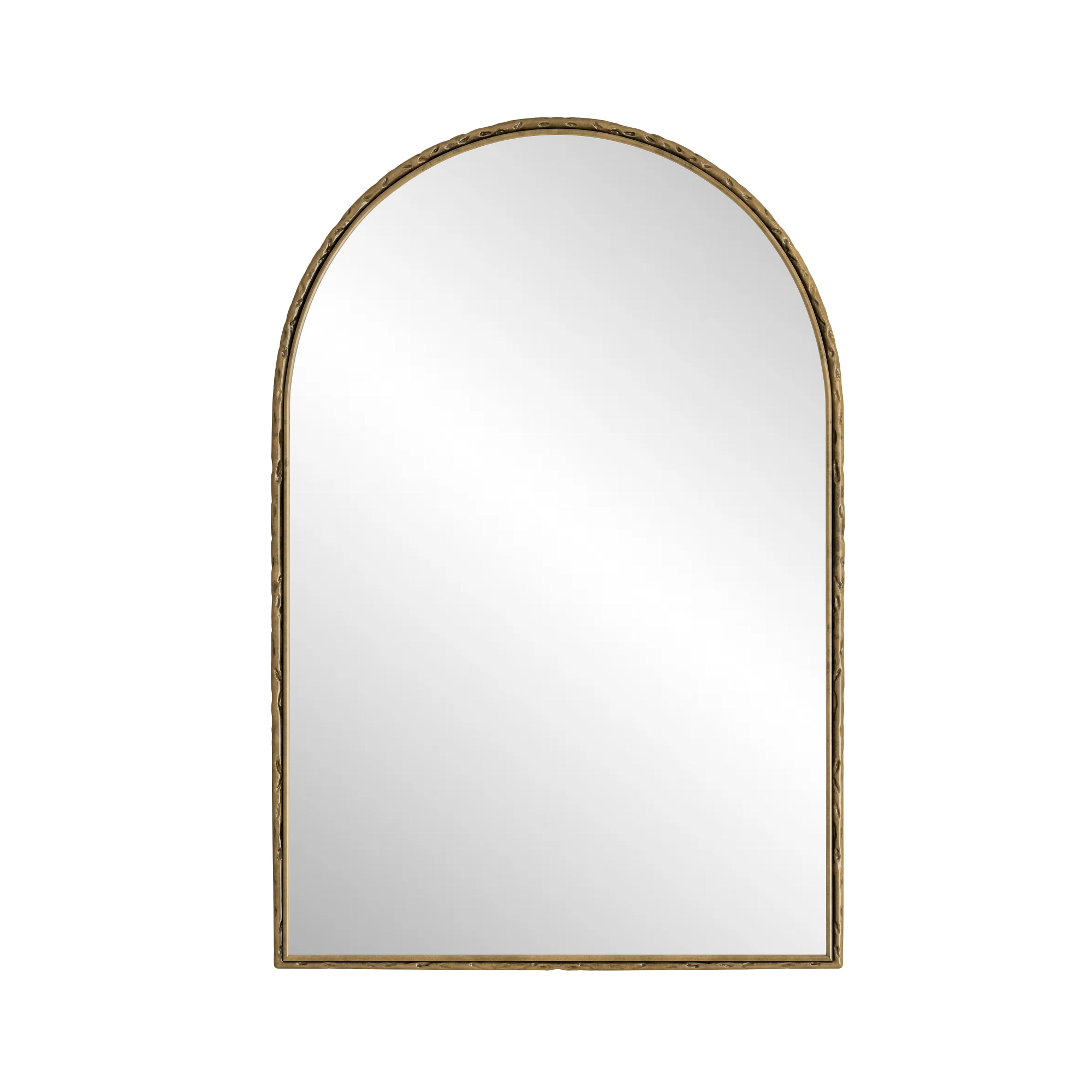 Specchio da parete ad arco con cornice in ferro, specchio da trucco per bagno, 61x2,5x91 cm, Oro