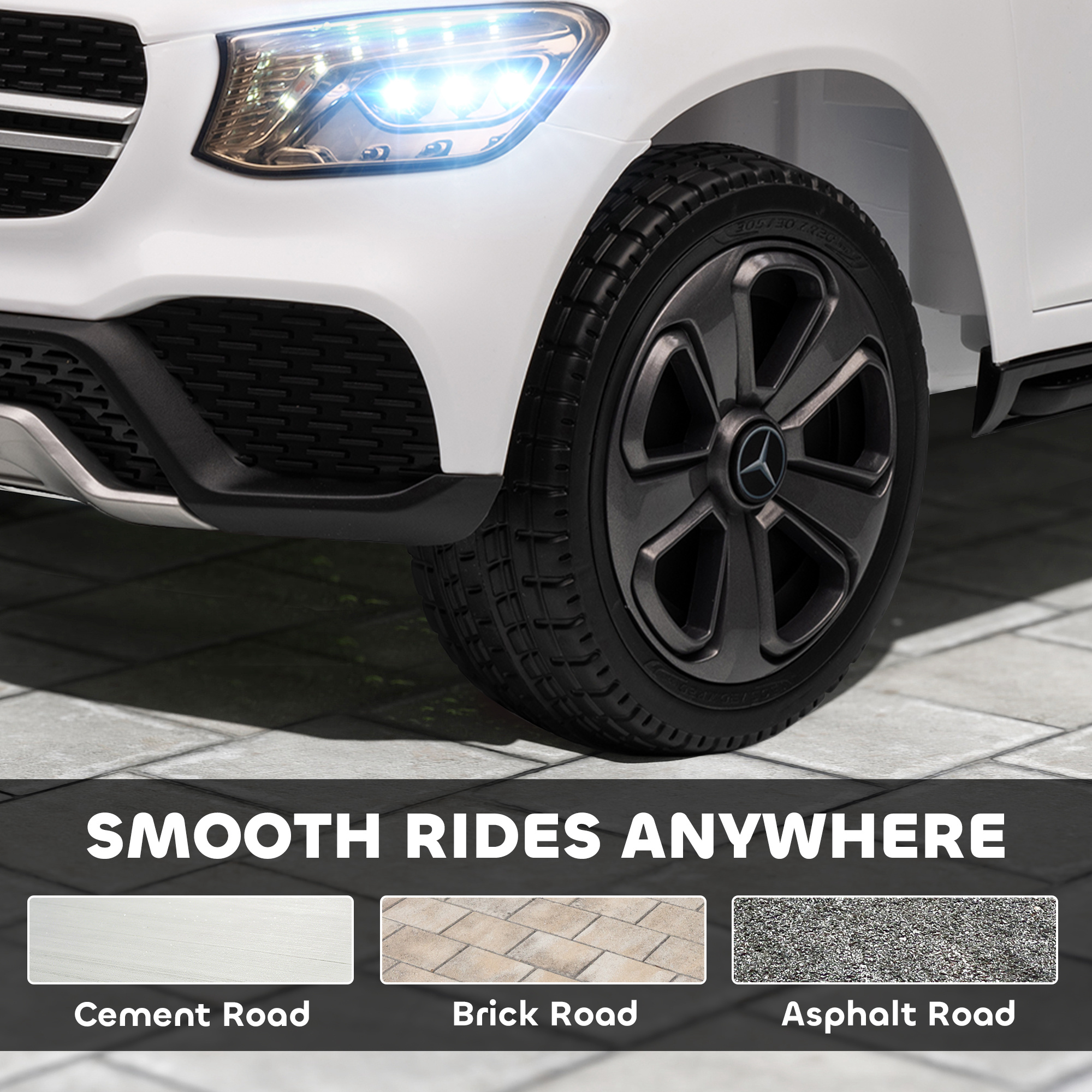 AIYAPLAY Mercedes-Benz GLC Licensed Kids Ride on Car with Remote Control, Soft Start, MP3, LED Headlights, White 8