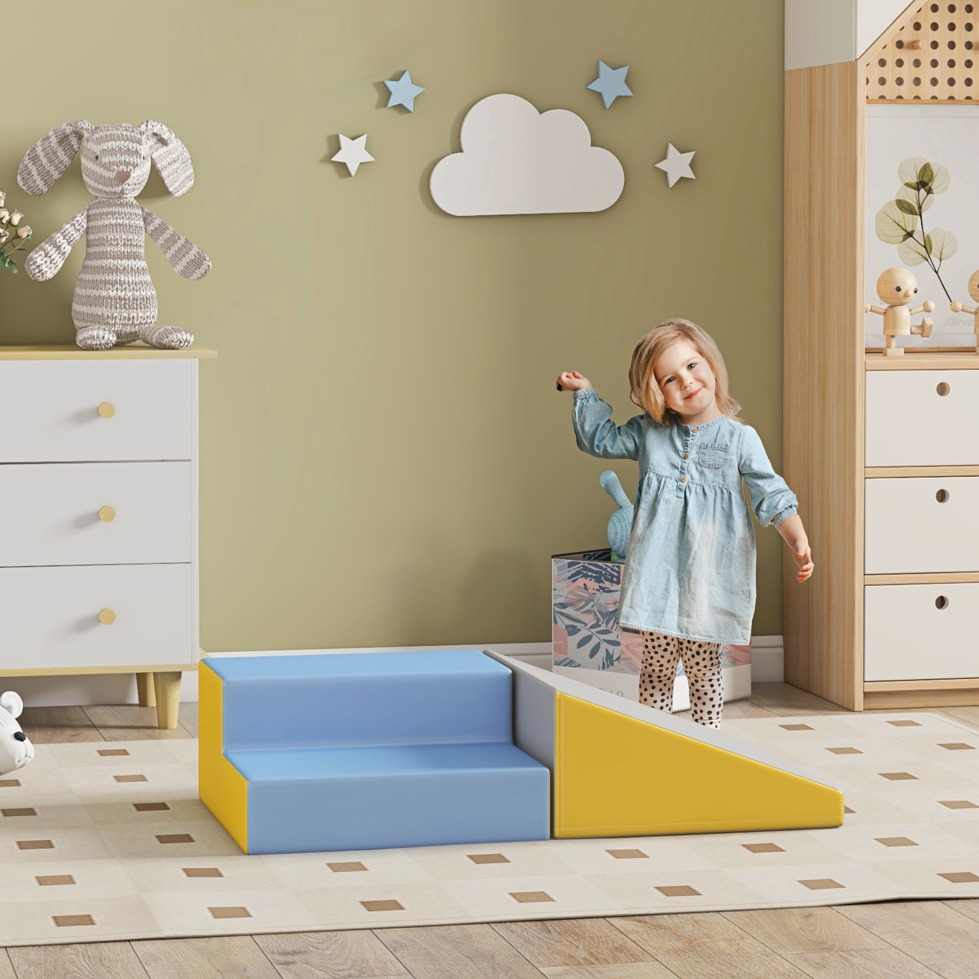 HOMCOM Baby Motorikparcours, Kletter-Spielzeug, Schaumstoff Bauklötze, päda günstig online kaufen