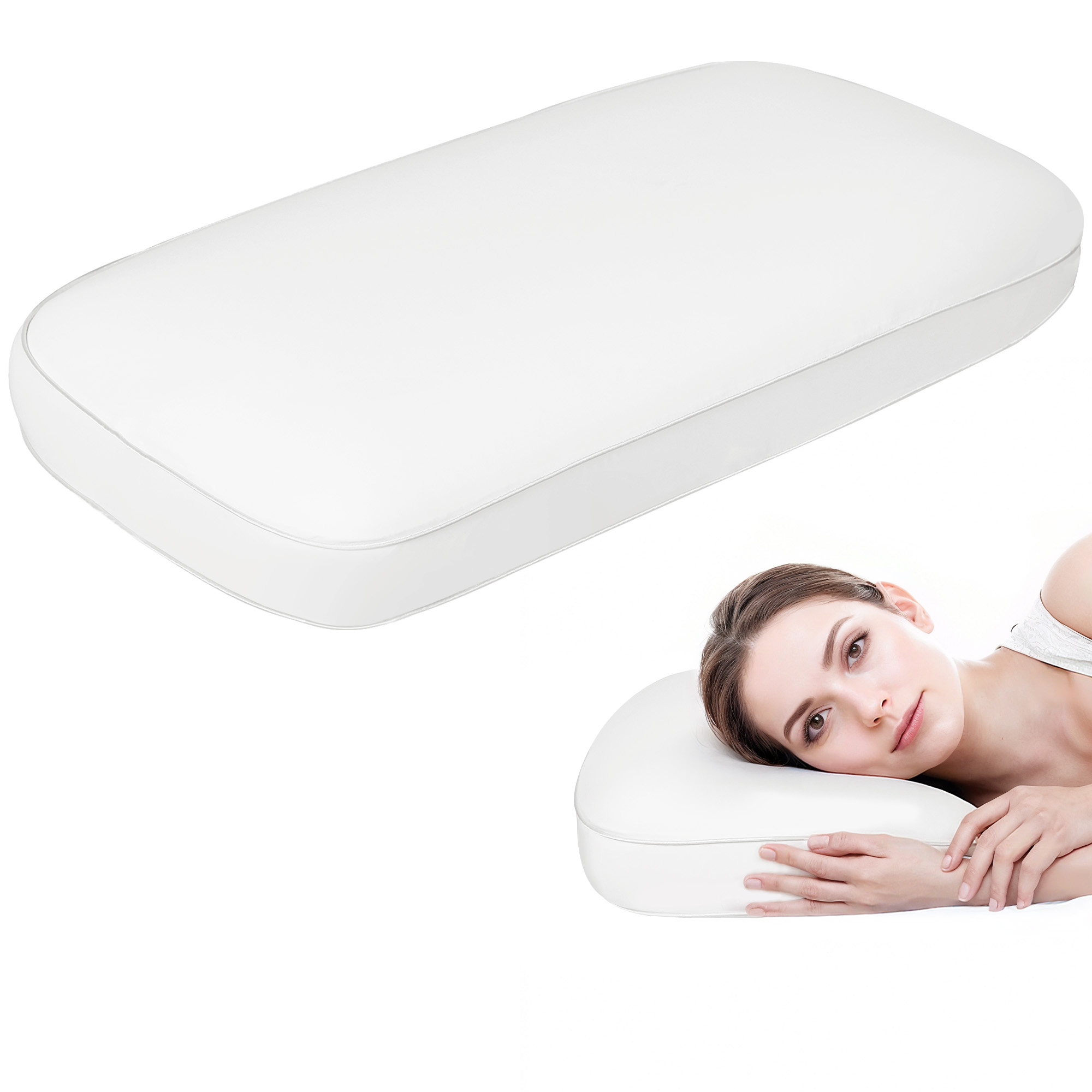 HOMCOM Cuscino in Schiuma Viscoelastica con Design Ergonomico, 91x40 cm, Crema   Aosom Italy