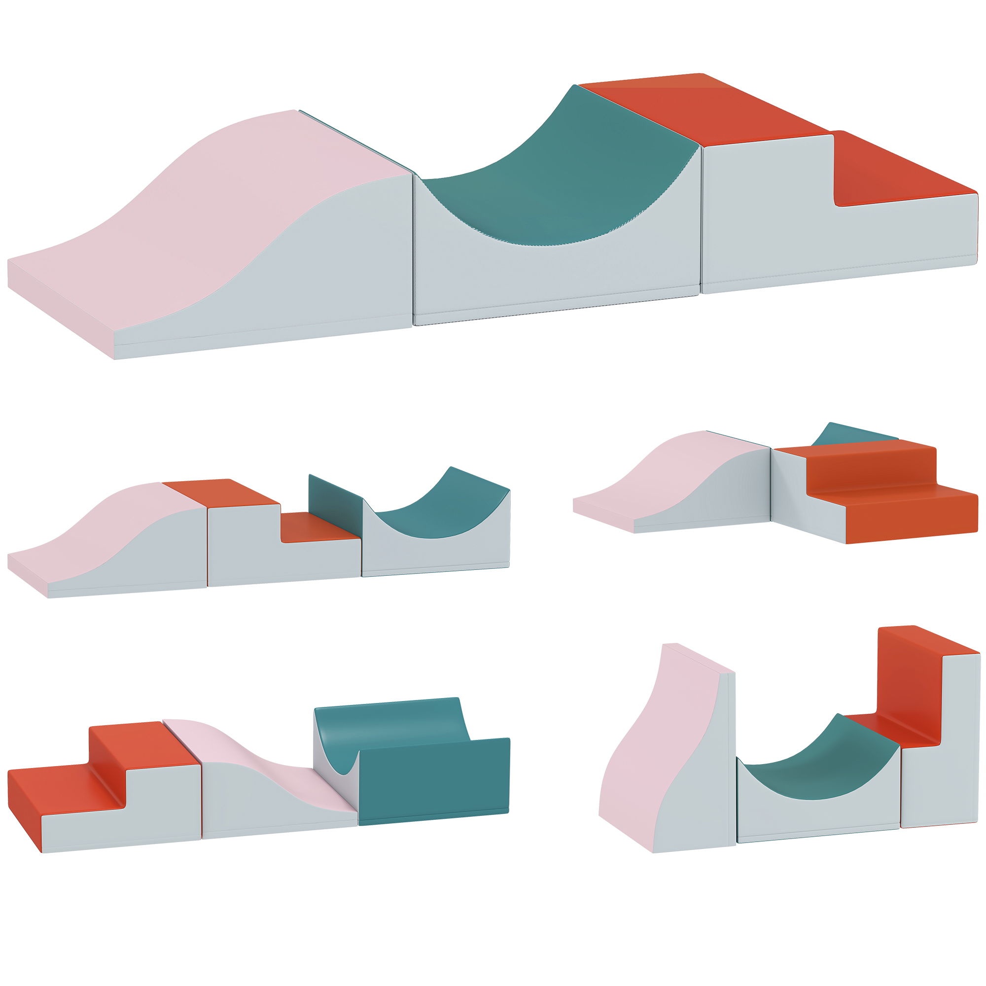 AIYAPLAY Set de Escalada y Gateo de 3 Piezas para Niños Pequeños, Cuero Sintético, Espuma, Gris Claro