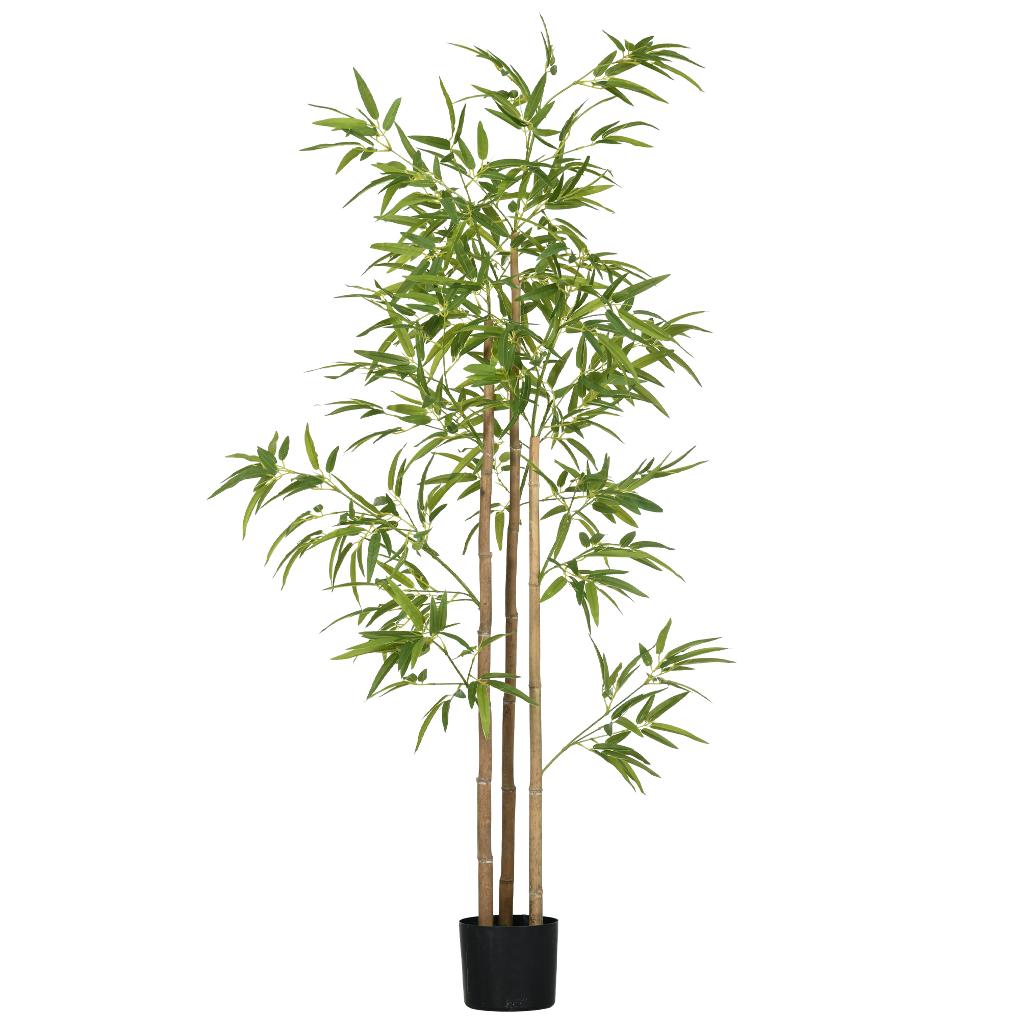 HOMCOM Planta artificial Bambú árbol artificial altura 180 cm con maceta, decoración interior, muy realista