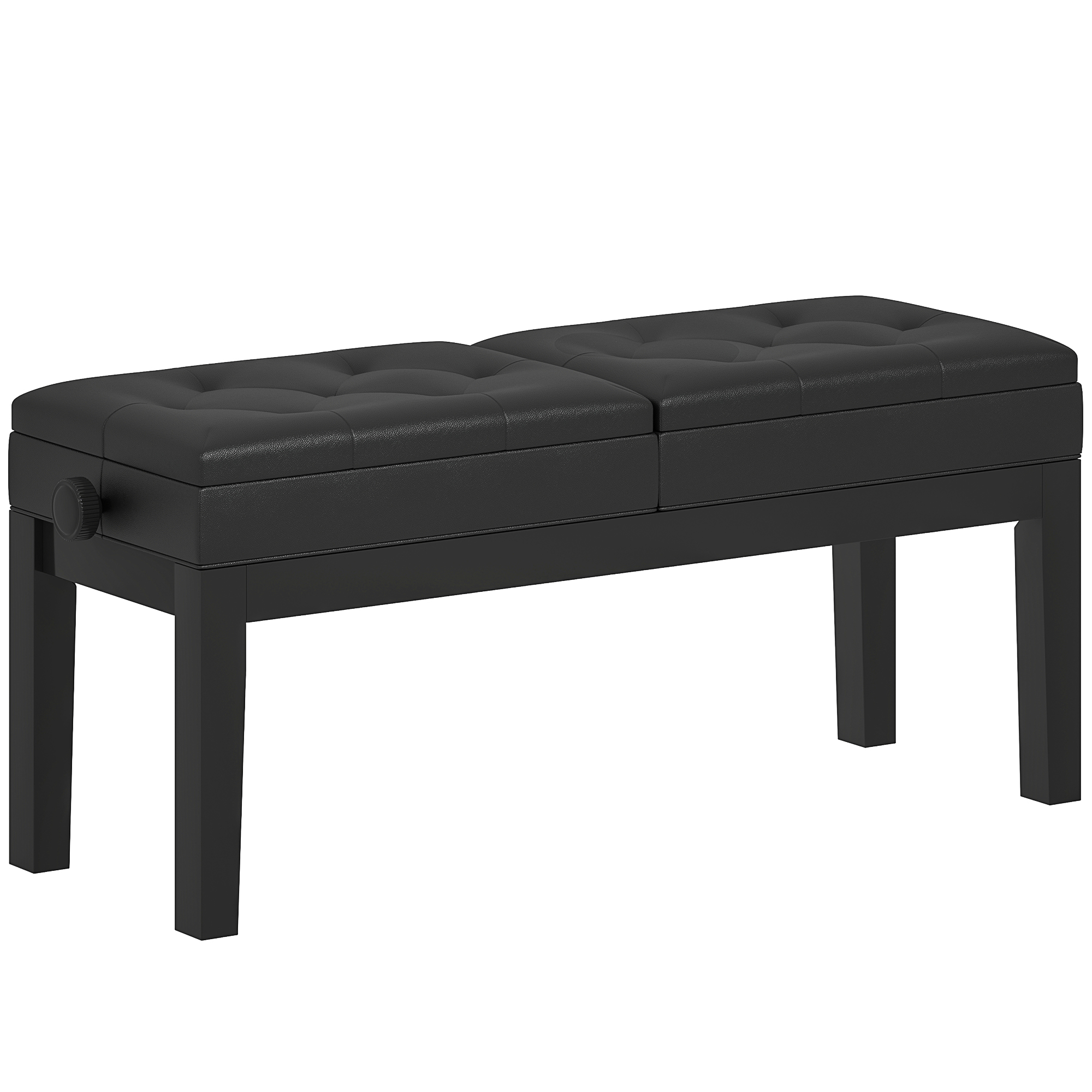 HOMCOM Taburete de piano ajustable en altura, taburete de piano con almacenamiento, banqueta para teclado capitoné, Negro