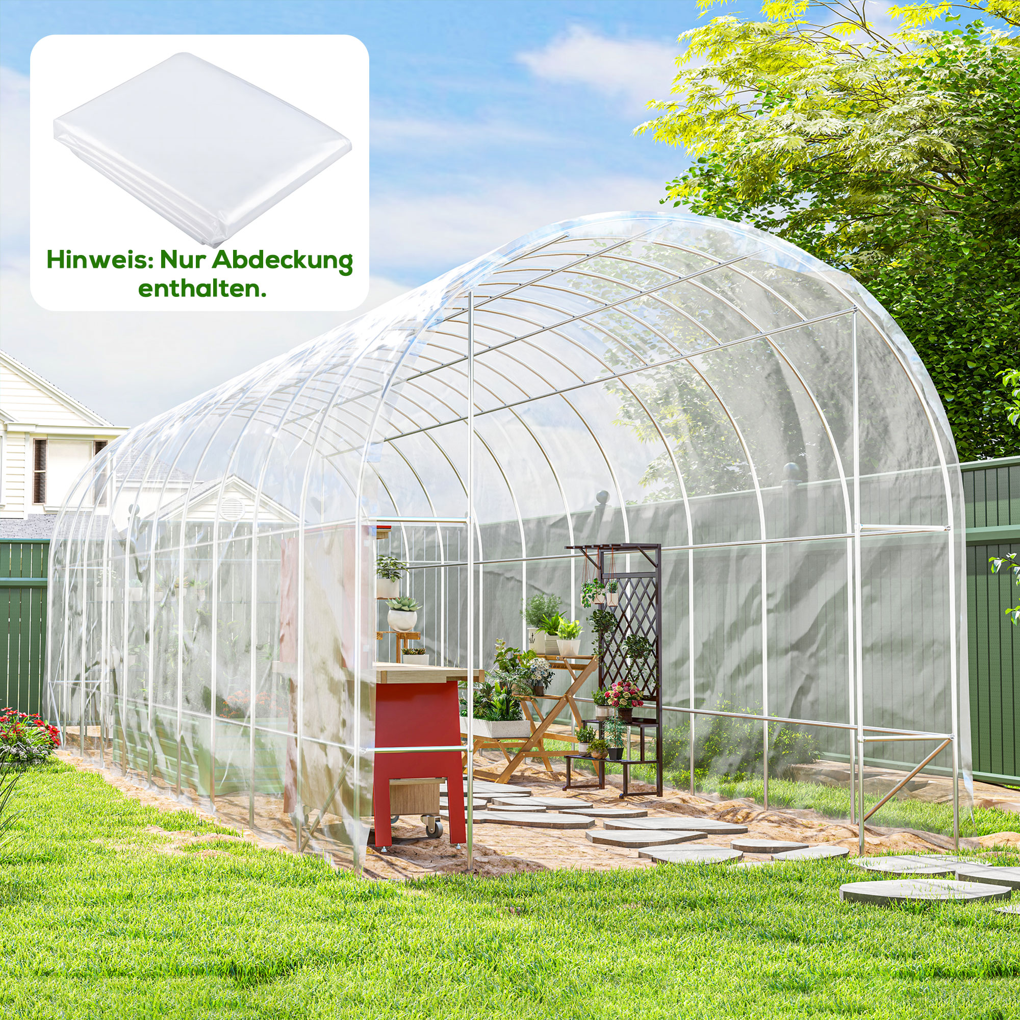 Outsunny Gewächshausfolie 8x10 m wasserdicht Gartenfolie mit UV Schutz, Ext günstig online kaufen