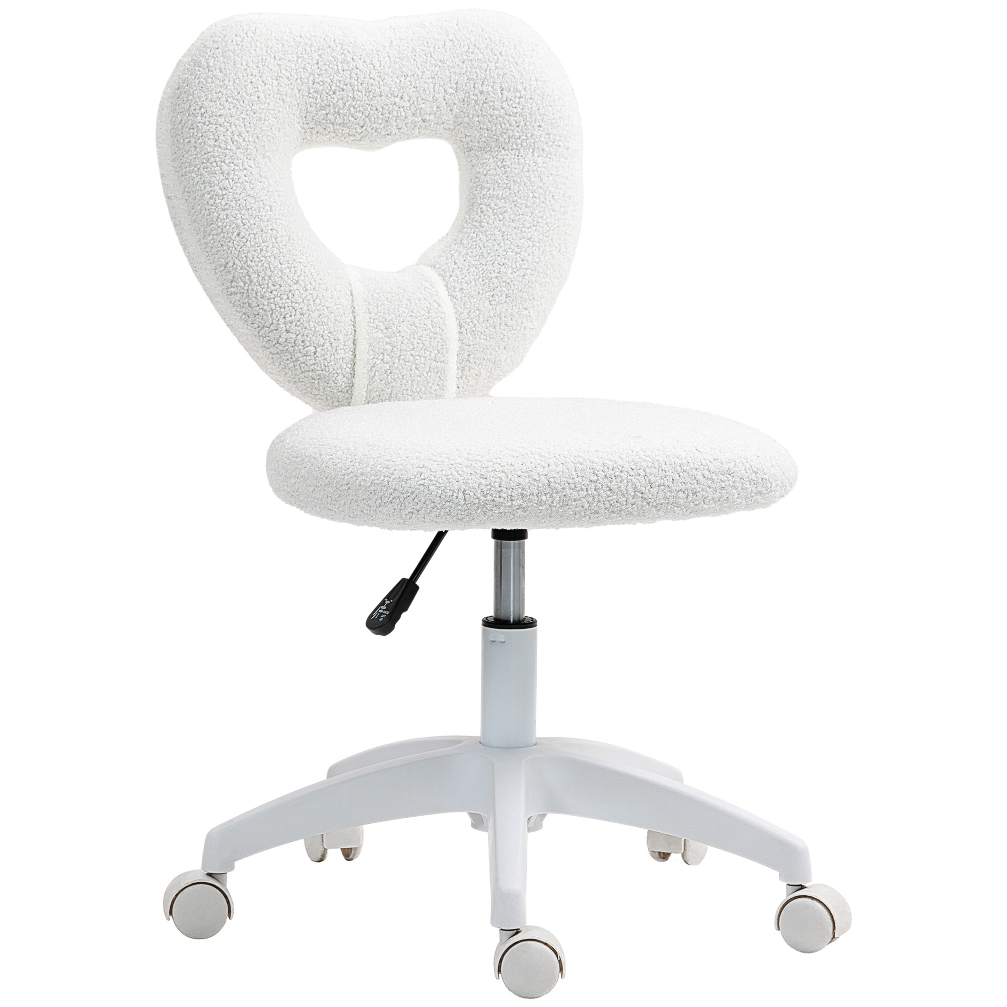HOMCOM Silla de Oficina Silla de Escritorio Respaldo en Forma de Corazón Acolchado Blanco