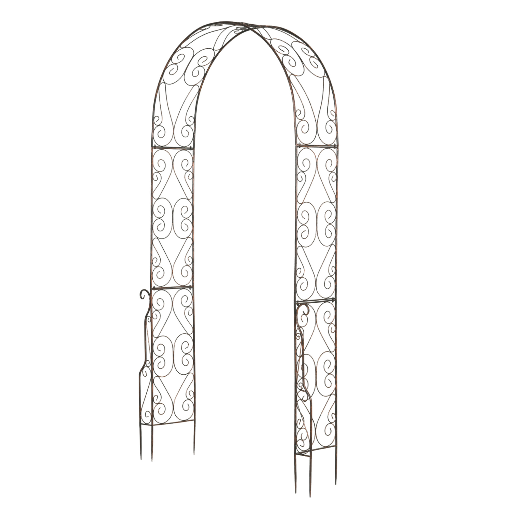 Outsunny Arco de Jardín Arco de rosas Estilo Hierro Forjado dim. 120L x 30An x 226Al cm metal epoxi Negro Envejecido cobre