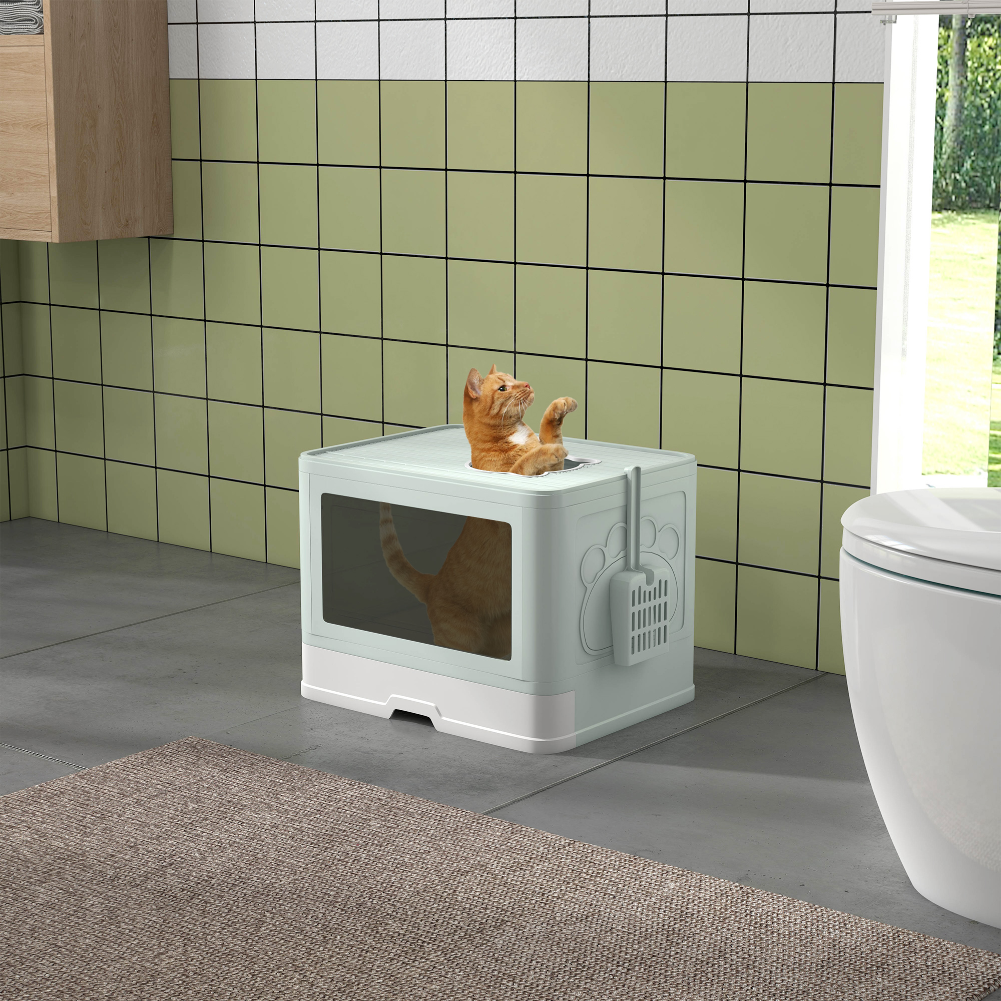 PawHut Geschlossenes Katzenklo, Katzentoilette mit Deckel und Doppeltem Fro günstig online kaufen