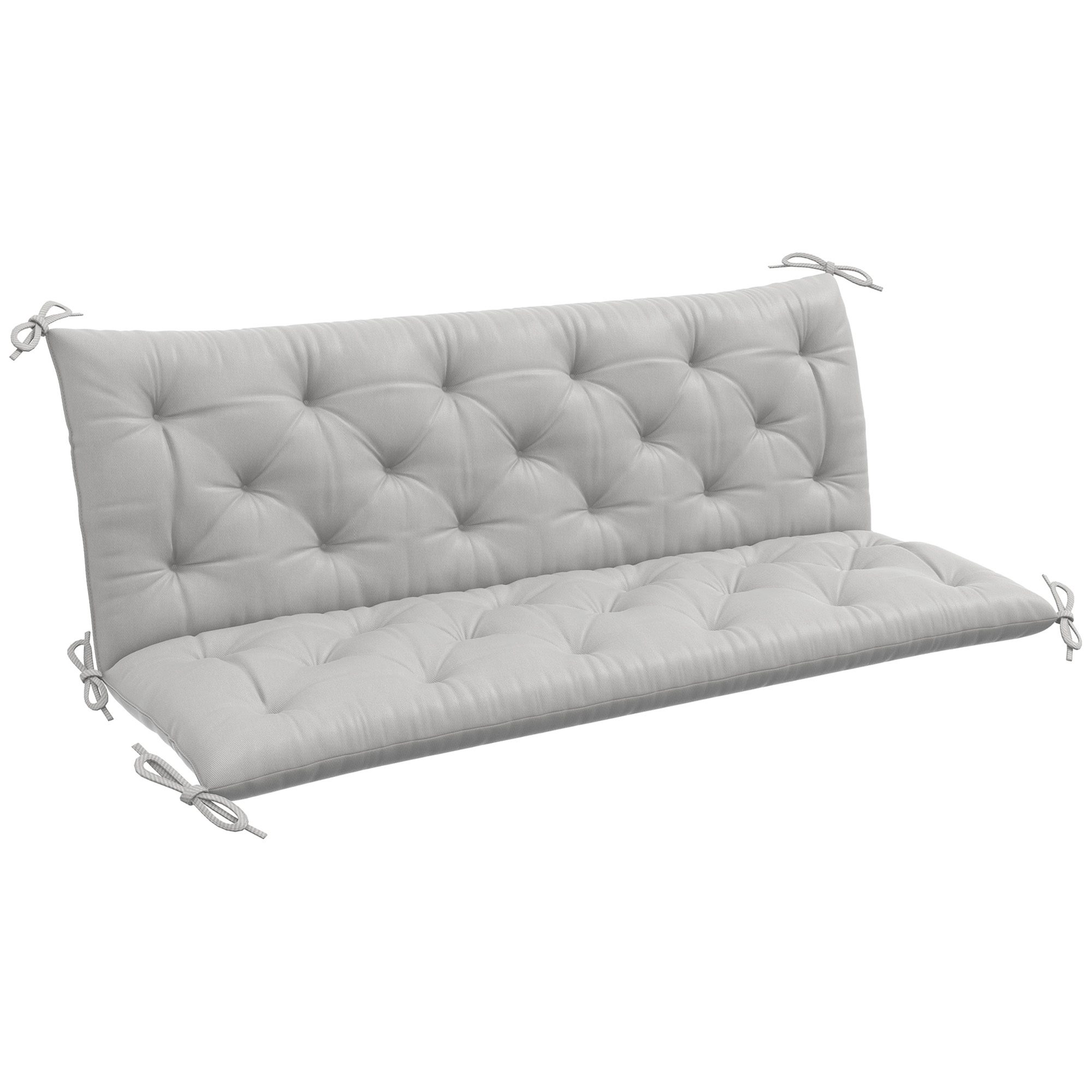 Outsunny Cojín para banco de 3 plazas 150x98x8 cm con lazada, cojín para muebles de jardín columpio Hollywoodschaukel, Gris claro