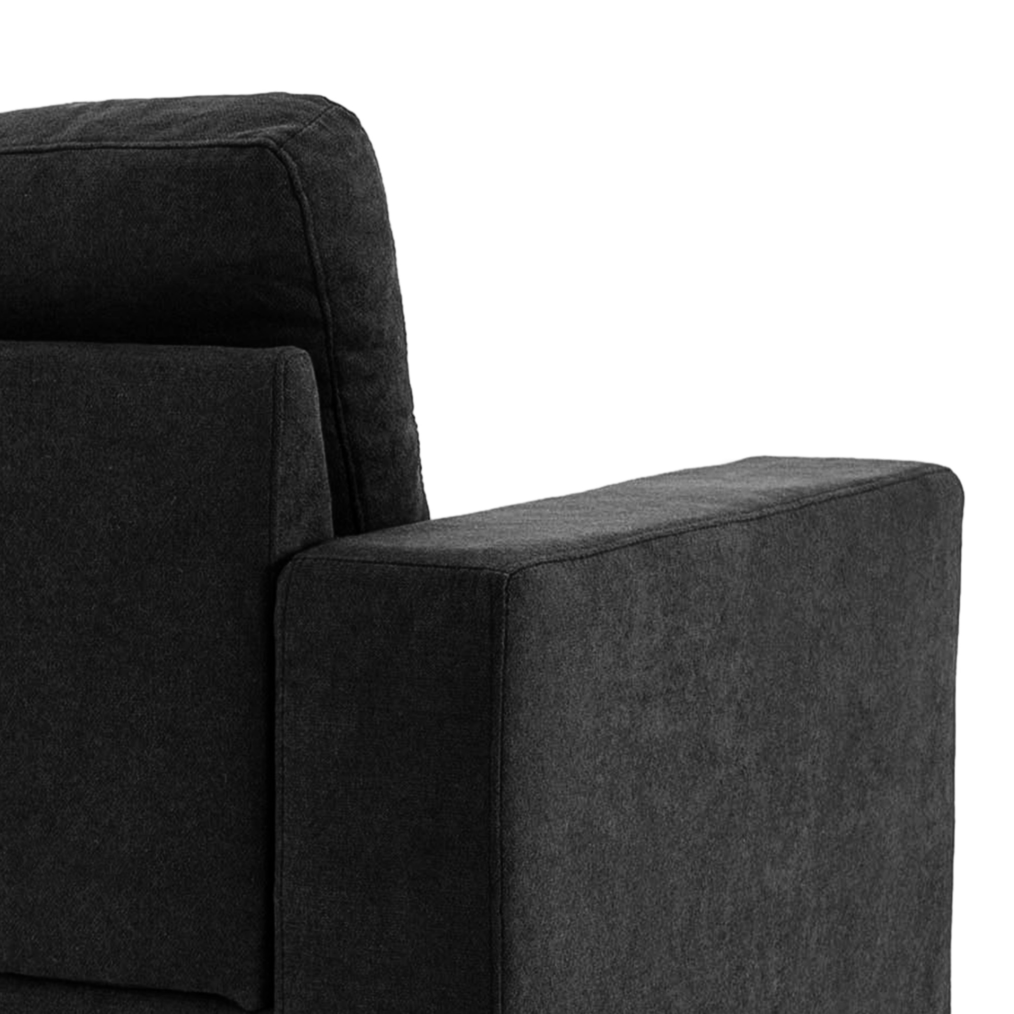 Sofá Esquinero De 3 Plazas Con Puf HOMCOM - Diseño Escandinavo, Color Gris Antracita, 193x136x85 Cm, Tela De Poliéster