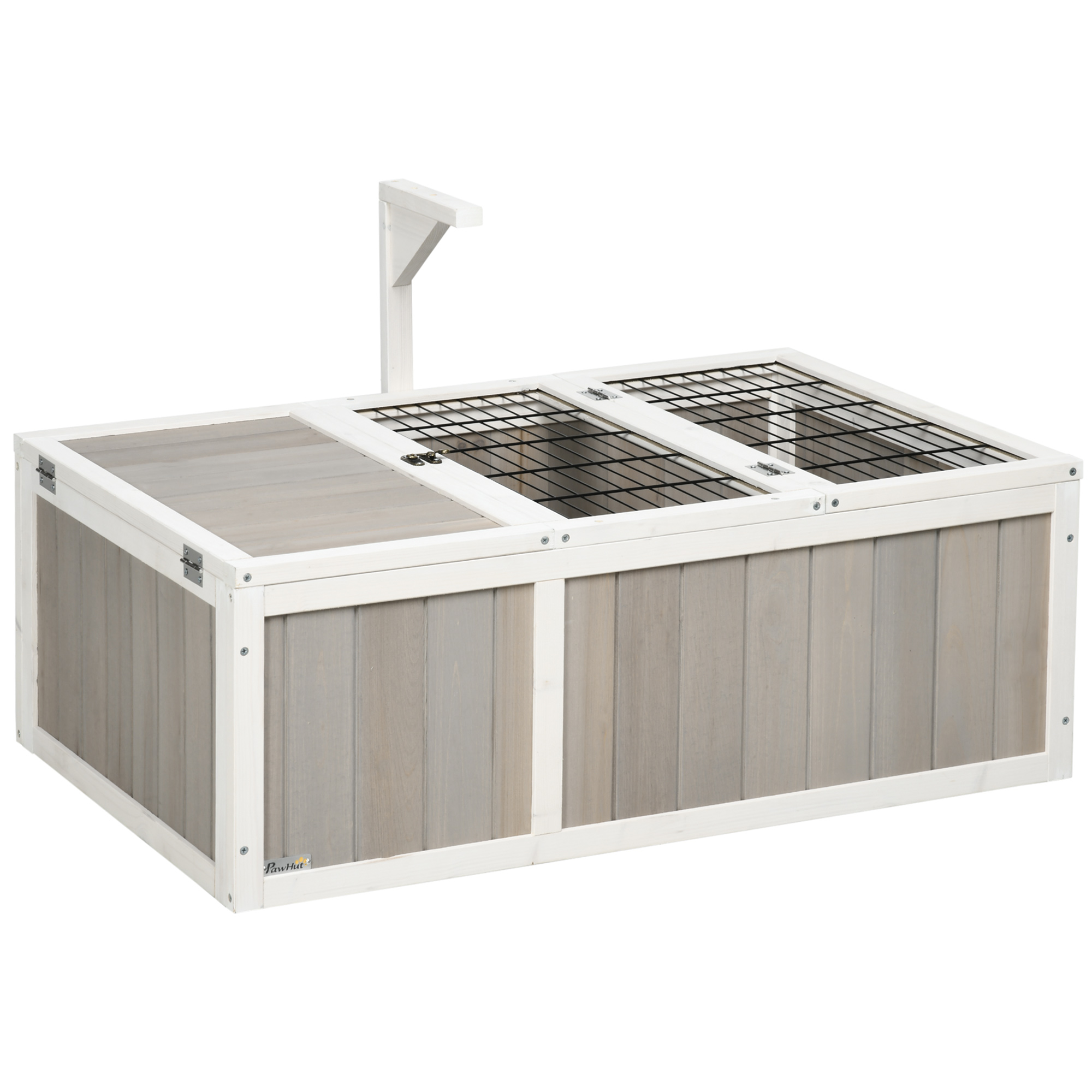 Pawhut Casa recinto jaula para pequeña mascota tortuga con 2 espacios dim. 91,5L x 61W x 33H cm - madera de pino