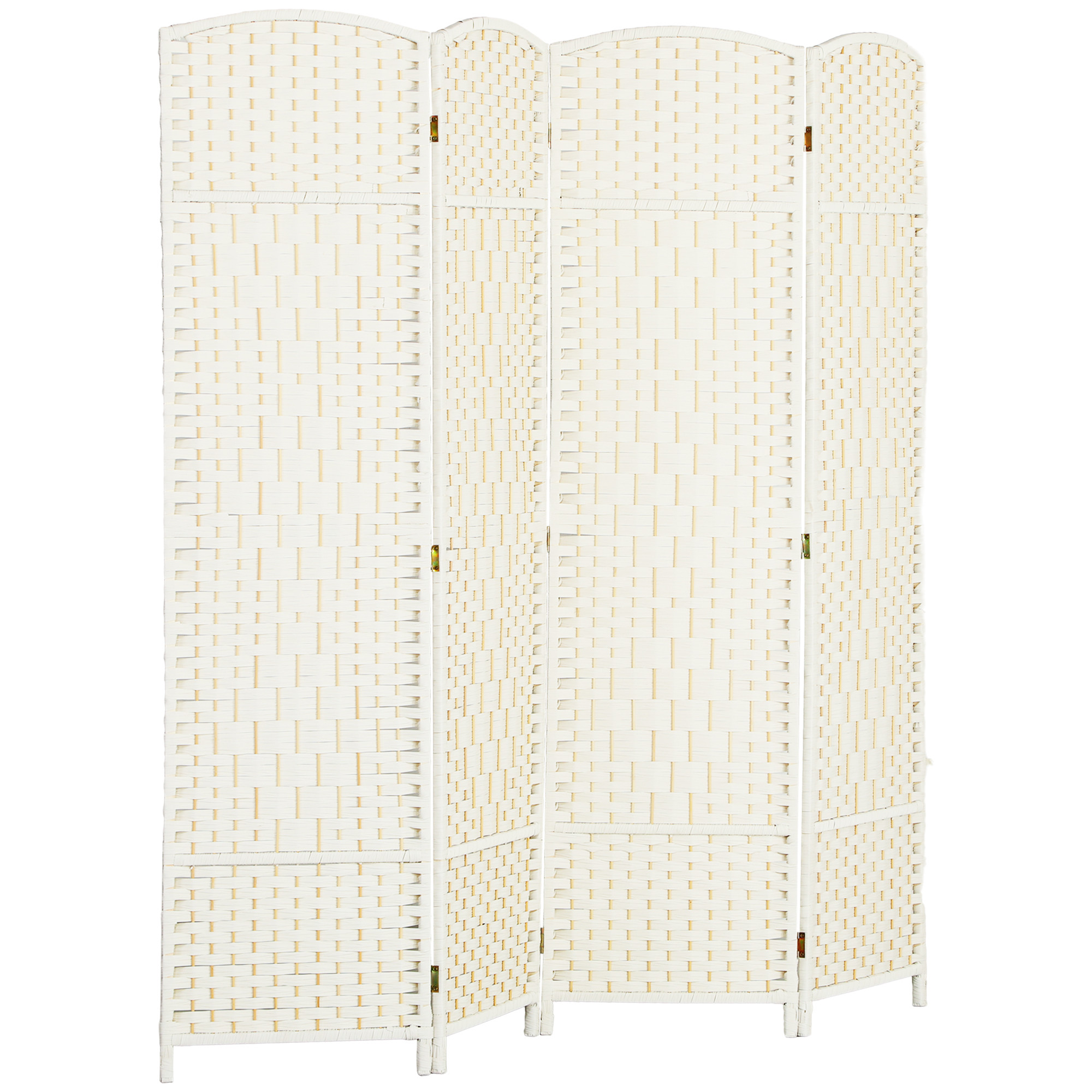 HOMCOM Biombo interior de madera 4 paneles separador de ambientes plegable para sala de estar dormitorio 180 x 180 cm blanco