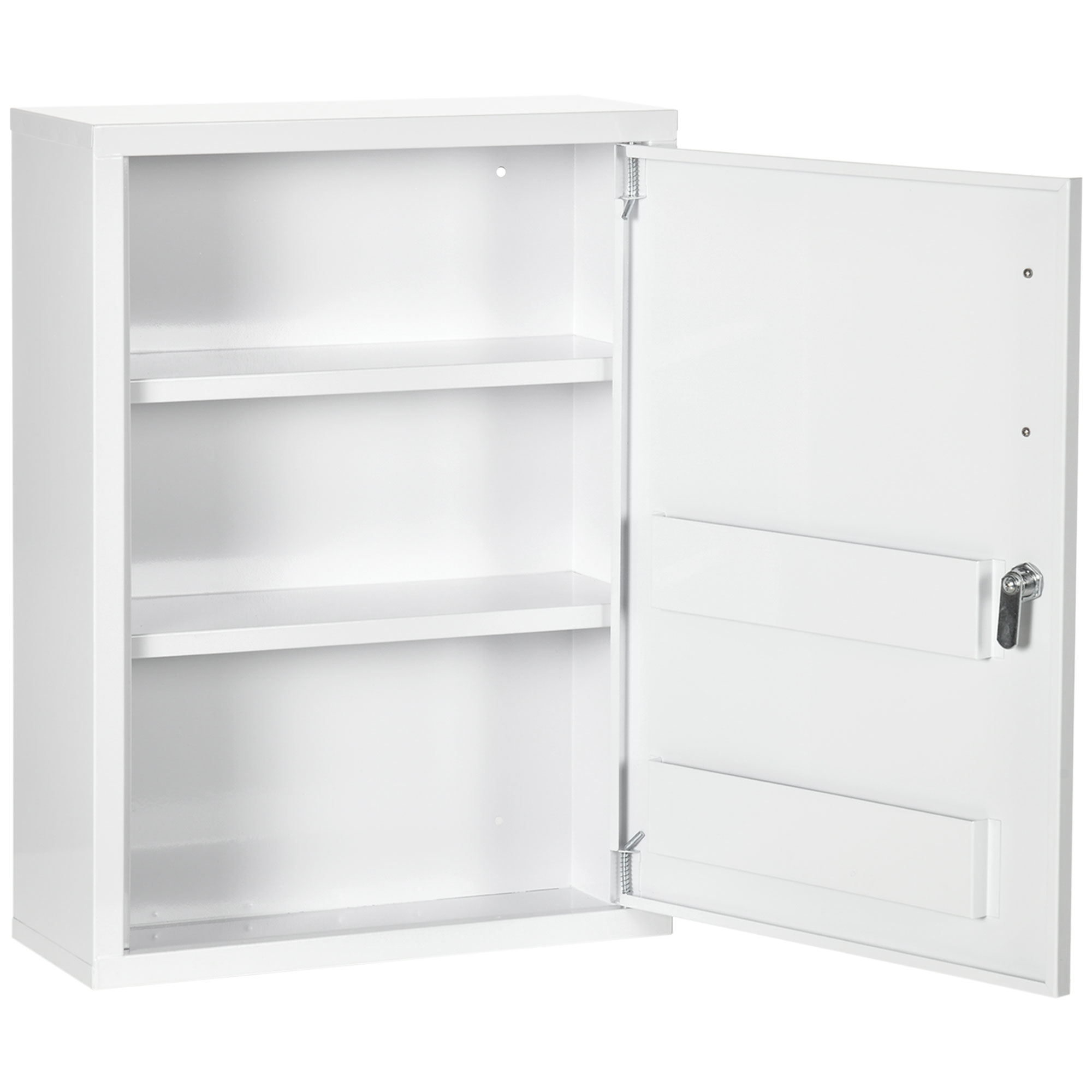 kleankin Armario de medicamentos 2 estantes 3 niveles con puerta con cerradura 2 llaves 40 x 15 x 53,5 cm blanco
