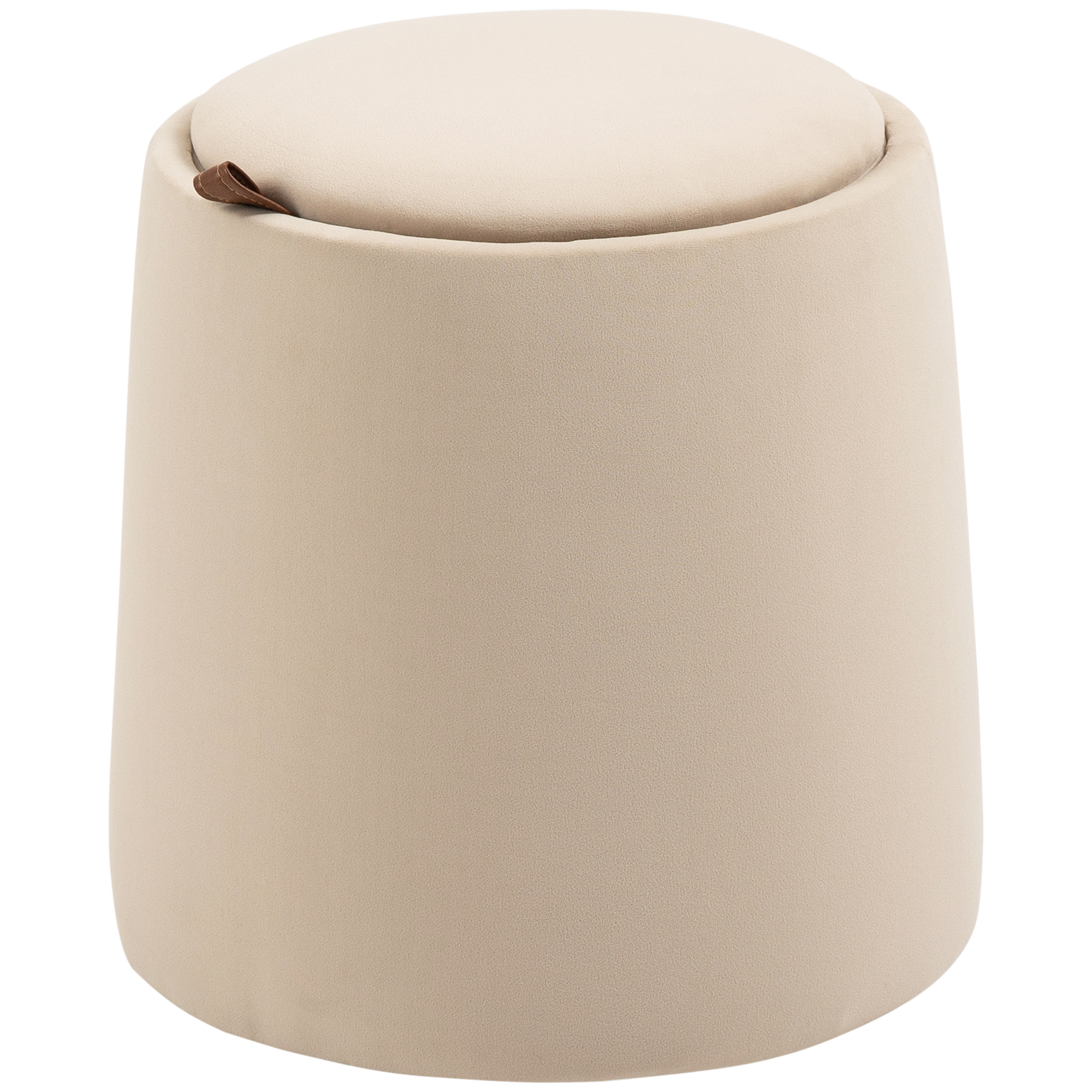 HOMCOM 2-en-1 Puff de Terciopelo con Almacenamiento y Tapa Desmontable de Φ44 cm x 47,5 cm Beige
