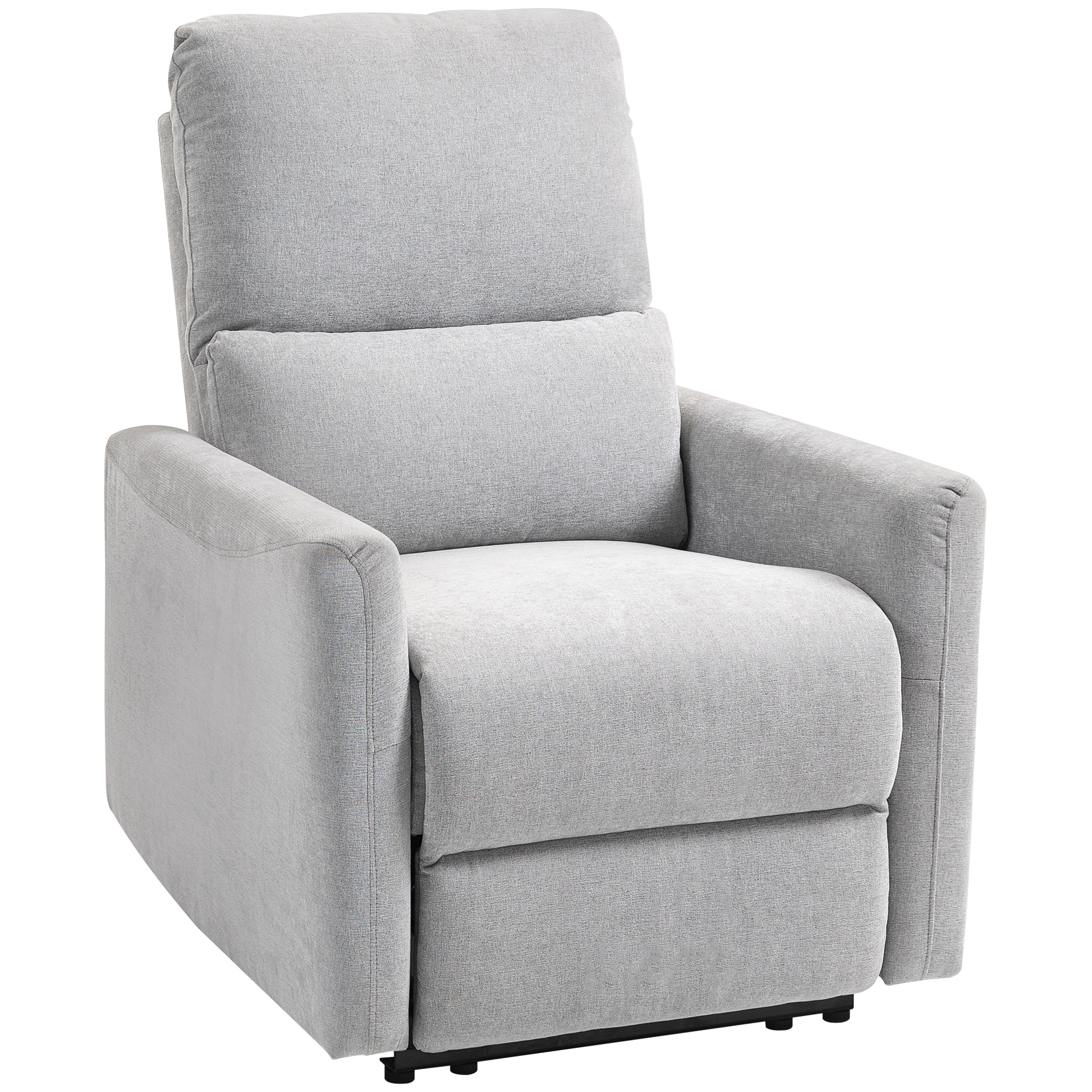 HOMCOM Sillón reclinable fauteuil relax manual, con reposapiés y respaldo ajustables, asiento acolchado, tela de lino, Gris