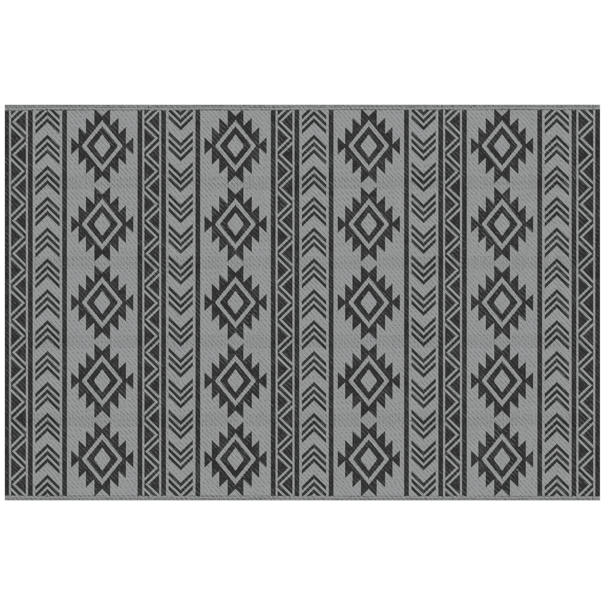 Outsunny Outdoor-Teppich, impermeable, diseño reversible, fibra de plástico de alta calidad, negro+gris, 182 x 274cm