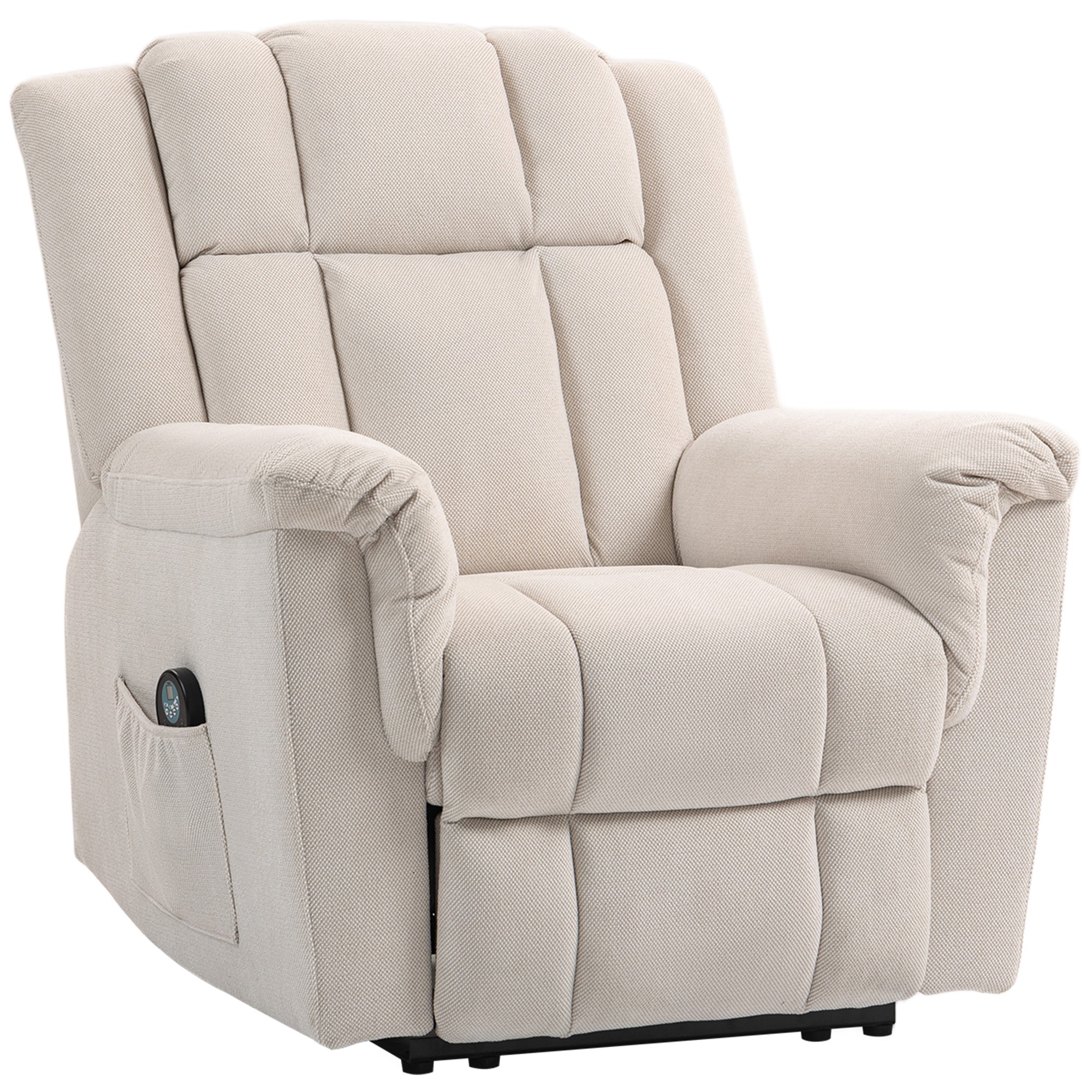 HOMCOM Sillón relax eléctrico de masaje y calor, sillón reclinable, respaldo ajustable manualmente, 85x91x104cm, beige