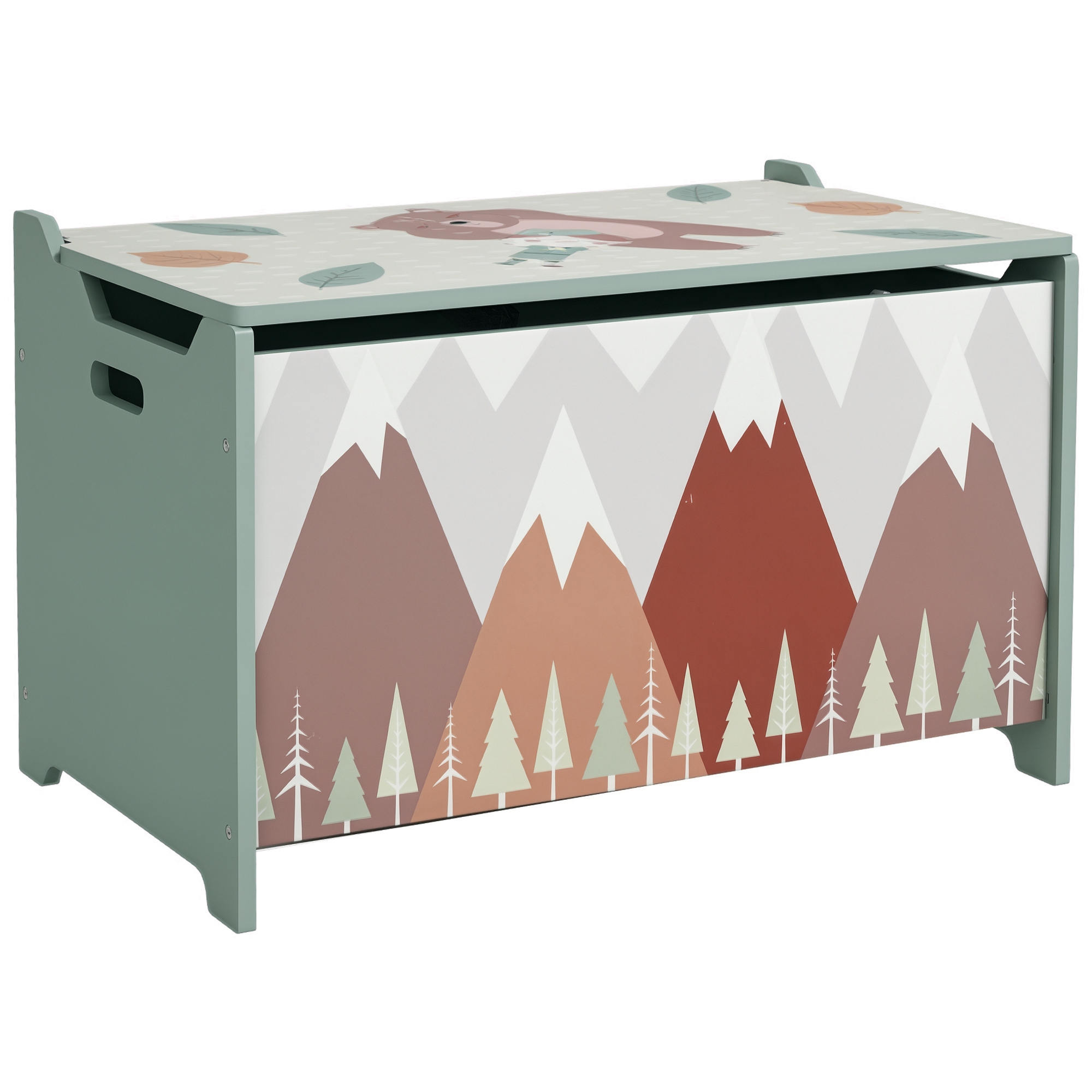 ZONEKIZ Caja de almacenamiento, caja de juguetes, tapa, diseño lindo, Verde