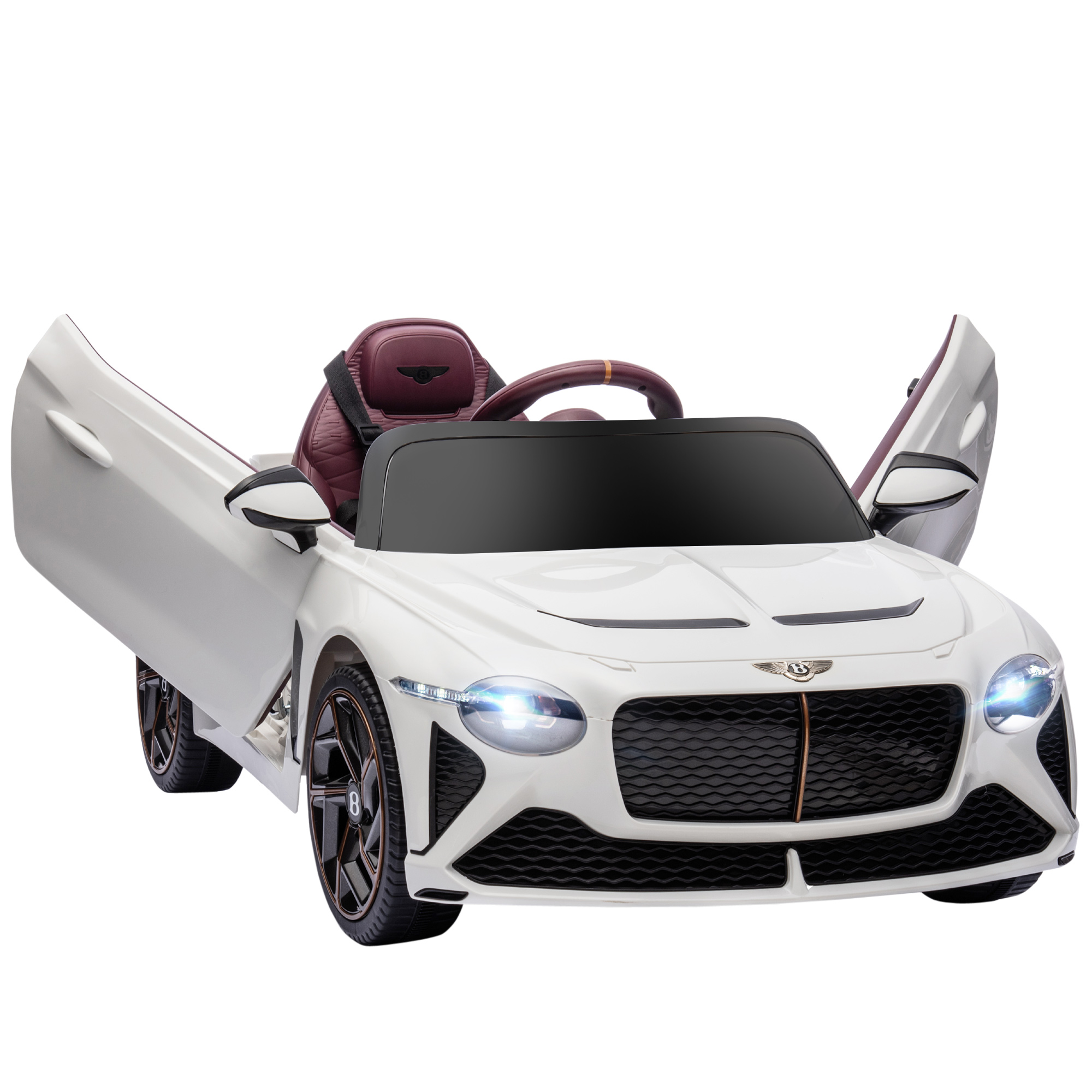 HOMCOM Coche eléctrico para niño de 3 a 5 años 2 motores 12V 25W 3-5 Km/h control remoto 2,4G Bentley Bacalar blanco