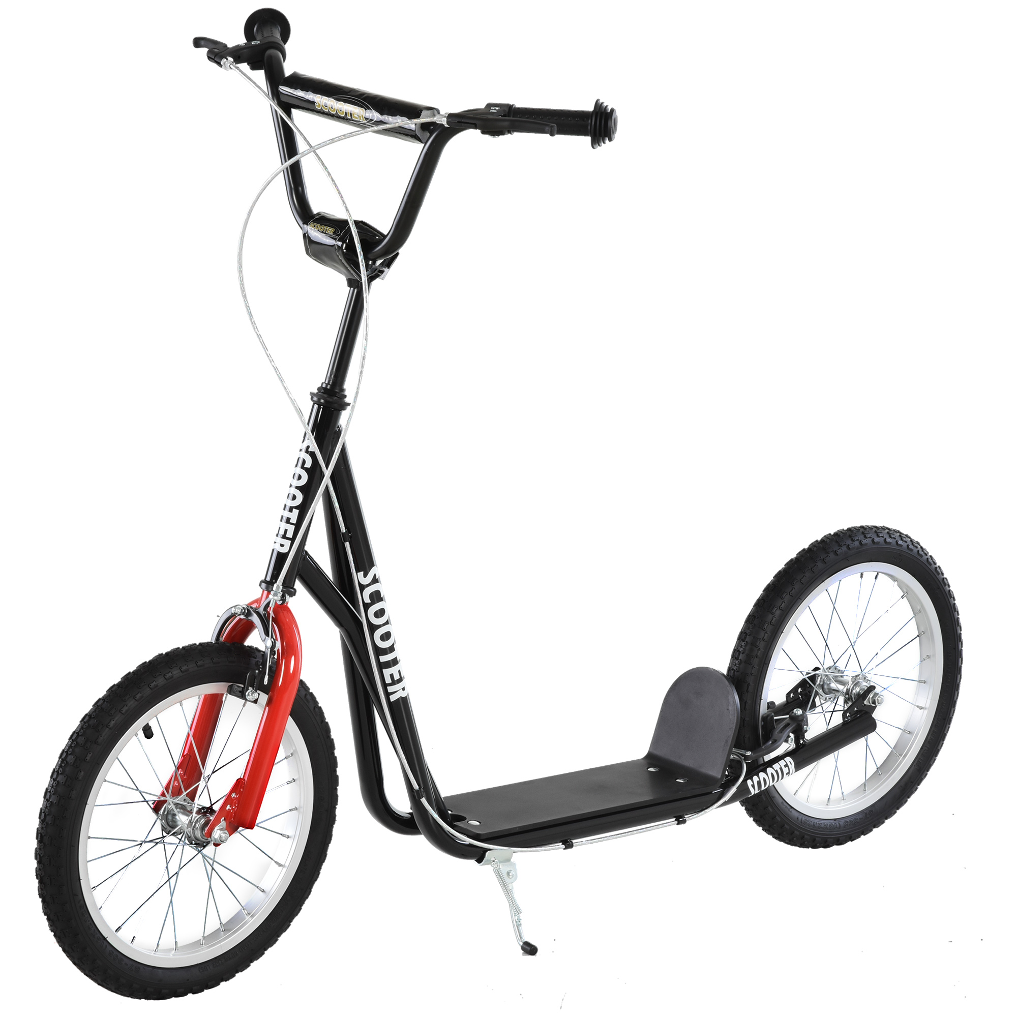 HOMCOM Patinete para niños con freno ajustable en altura Construcción ligera Negro