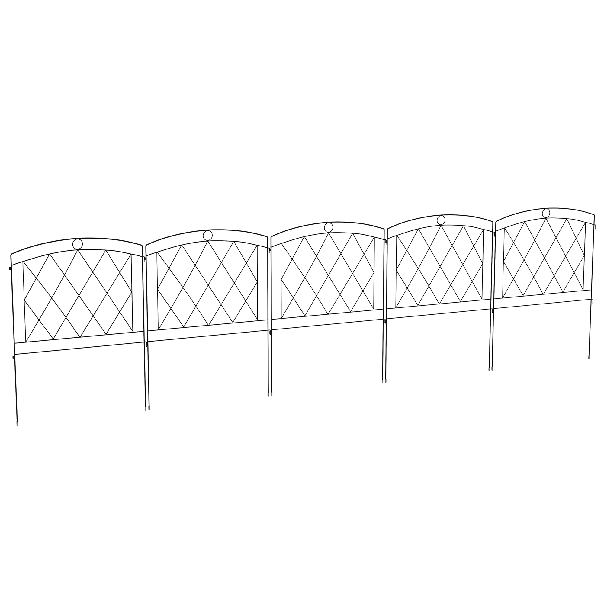 Outsunny Conjunto de 5 paneles de valla de jardín decorativa en metal, borde de jardín, macizo de flores - dim. 305 x 80 cm
