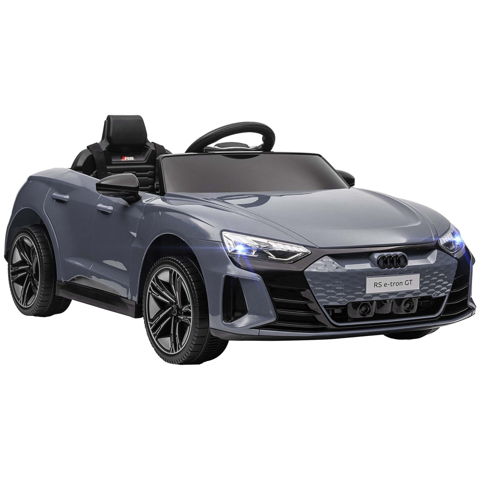 HOMCOM Carro Elétrico AUDI RS E-Tron GT 12V com 2 Motores Faróis LED Buzina Música USB 3-5km/h 103x58x41 cm Cinzento Aosom Portugal