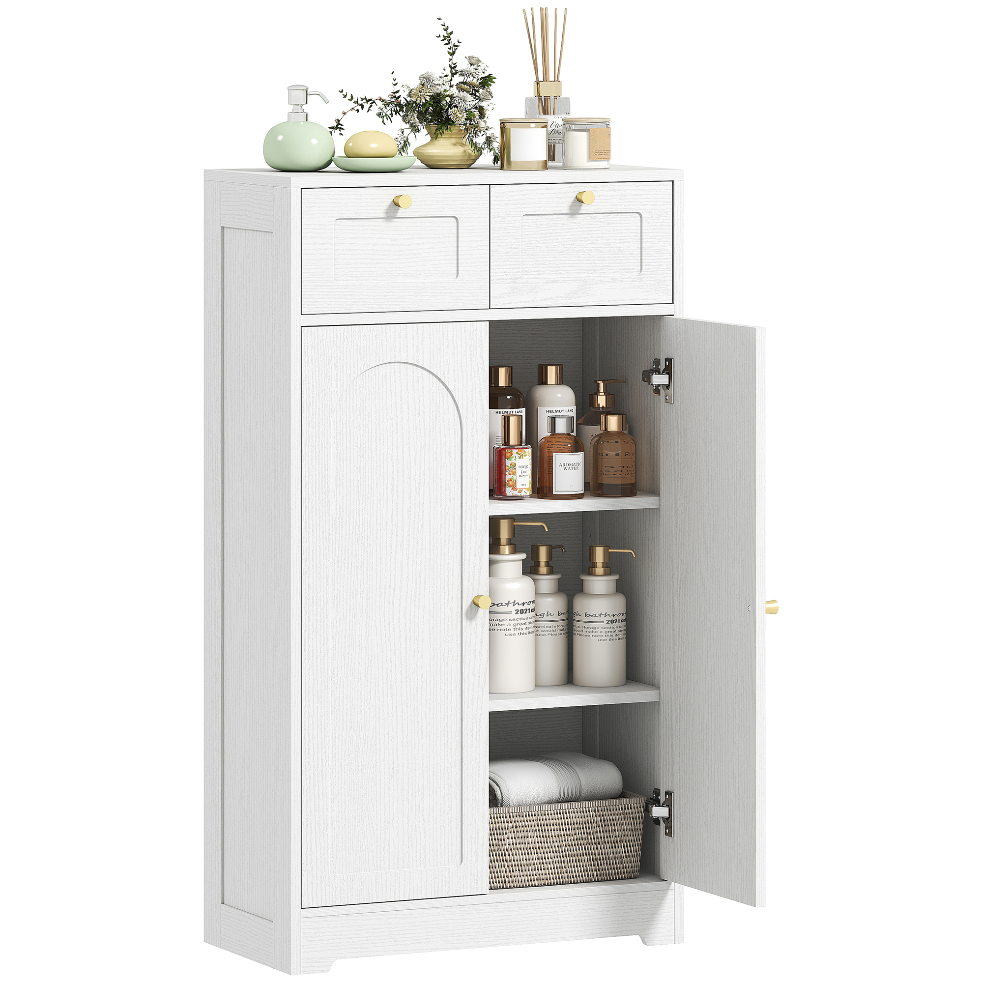 HOMCOM Schmaler Badezimmerschrank, Badezimmer-Nebenschrank, 60x30x108 cm, m günstig online kaufen
