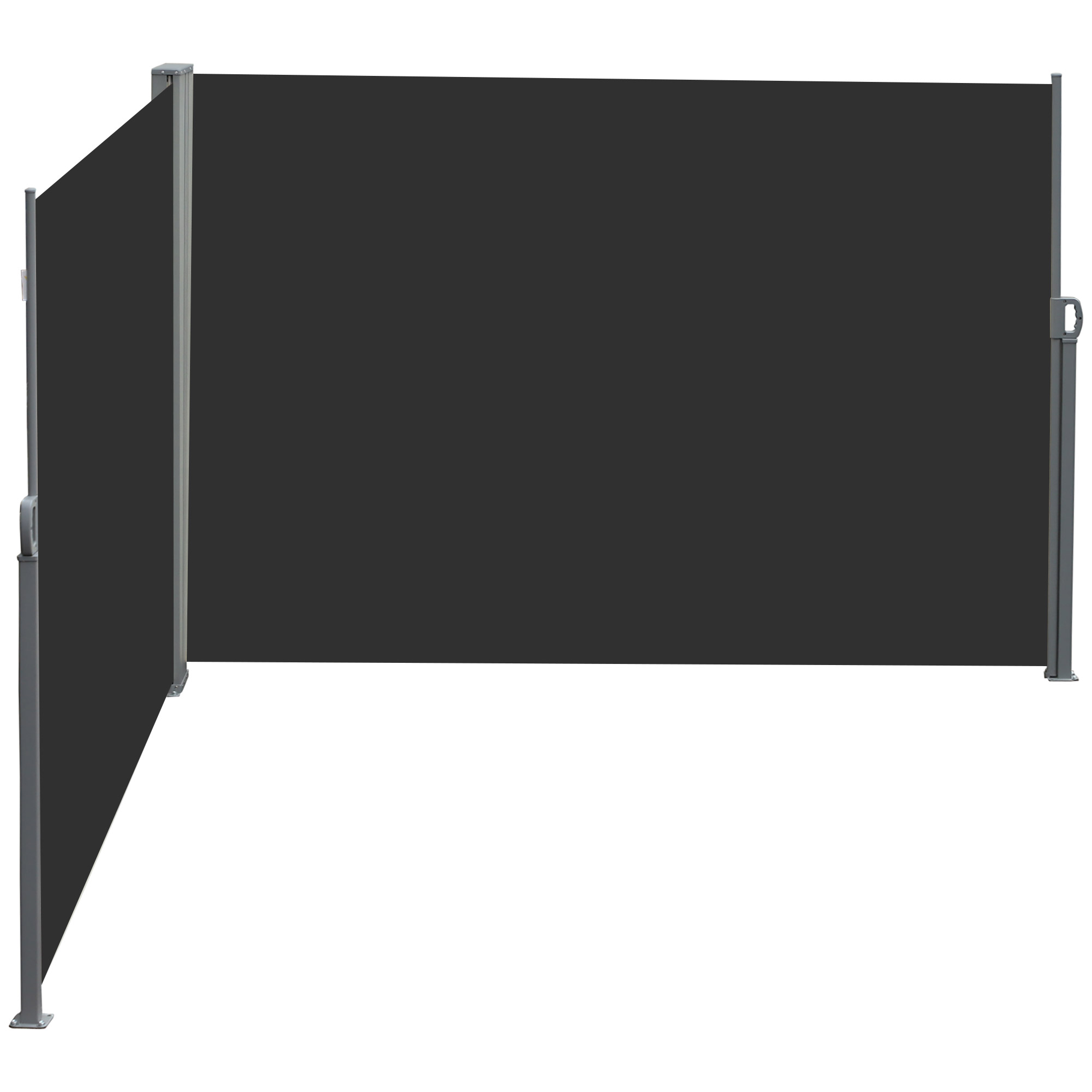 Outsunny Toldo Lateral Doble Panel de Ocultación retráctil 6L x 1,80H m Poliéster Anti-UV Gris y Negro