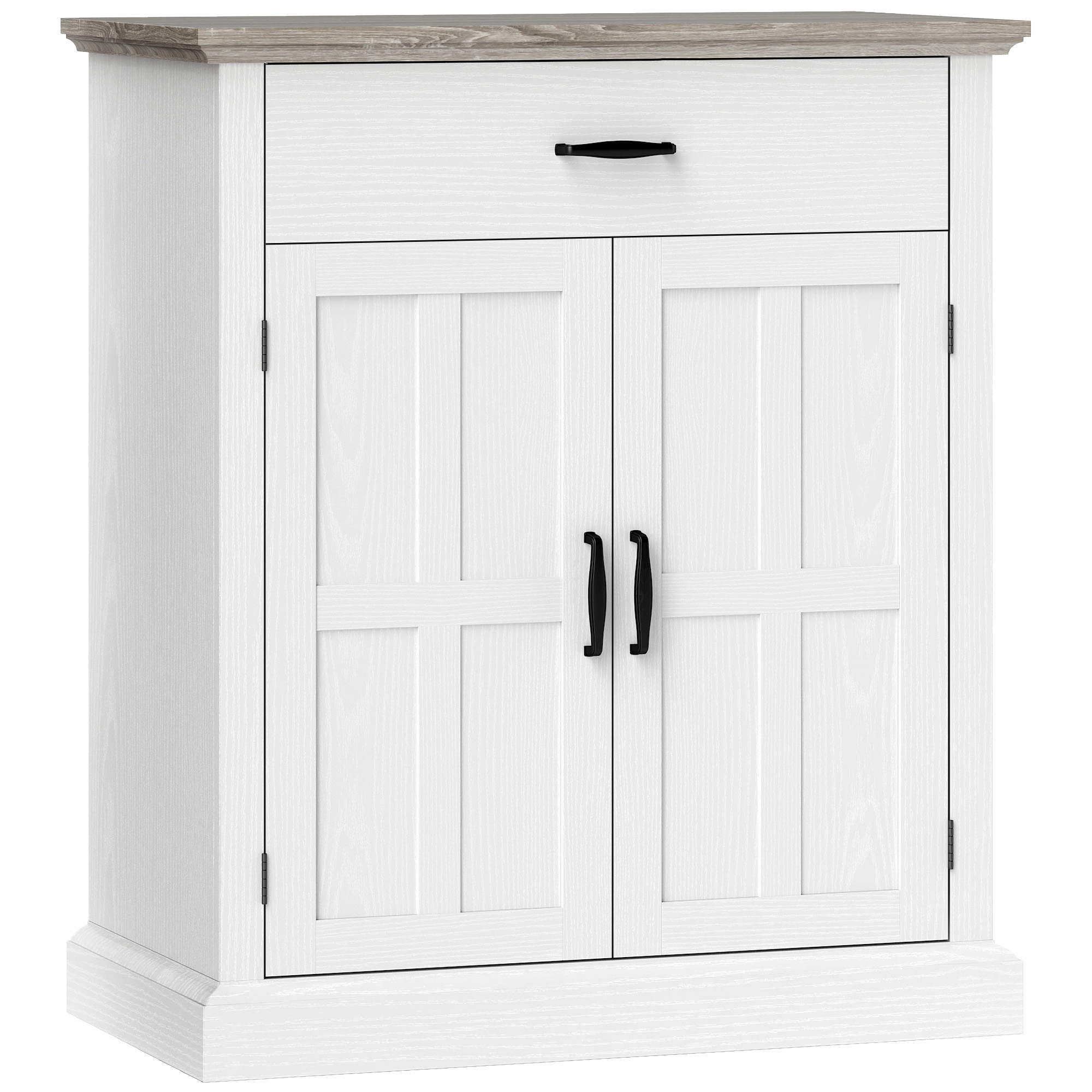 HOMCOM Buffet de salón estilo moderno con armario de 2 puertas, cajón y estante ajustable, 75,2x40x91,5 cm, blanco