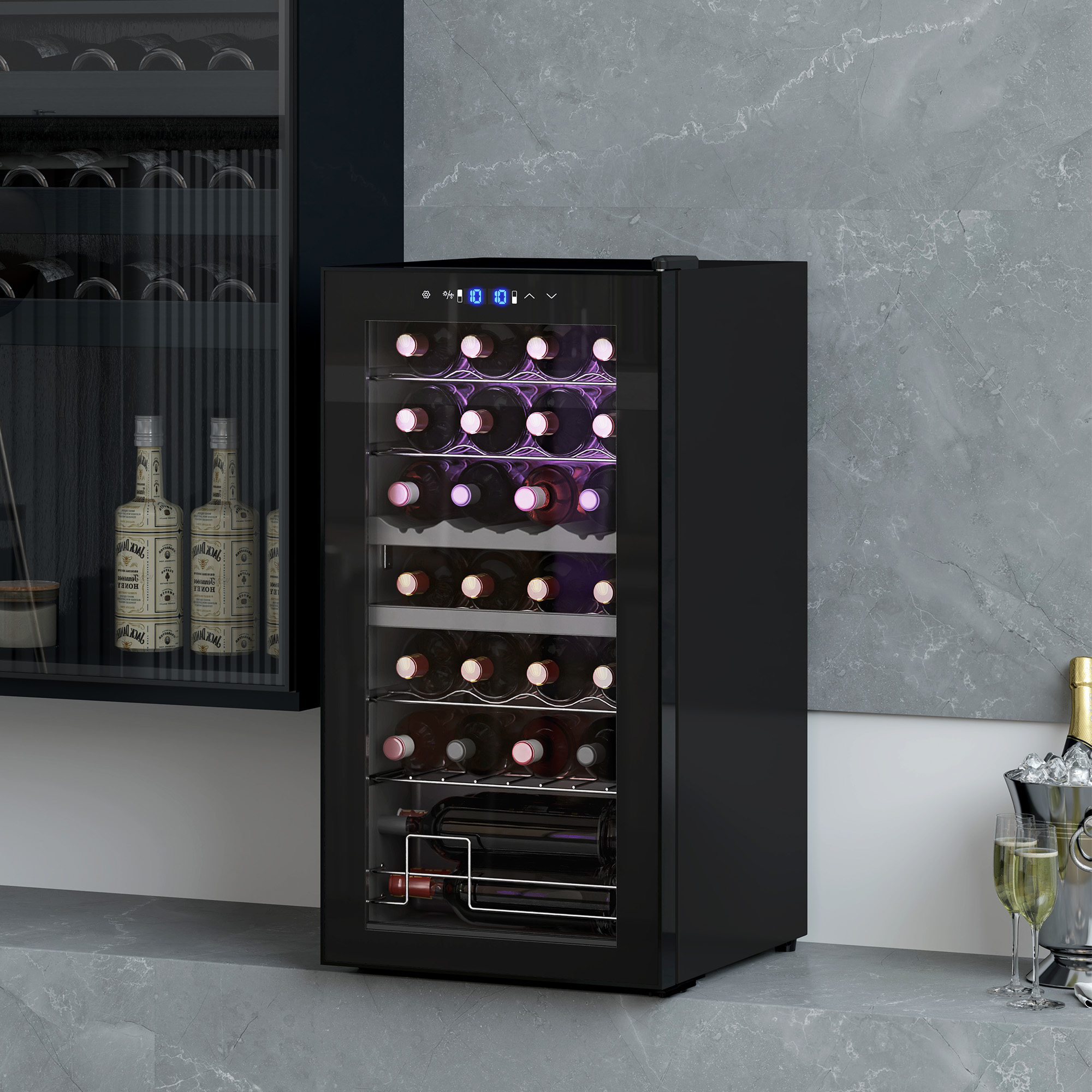 Windo　604590 HOMCOM Mała Chłodziarka do Wina, Mini-Lodówka na 28 Butelki