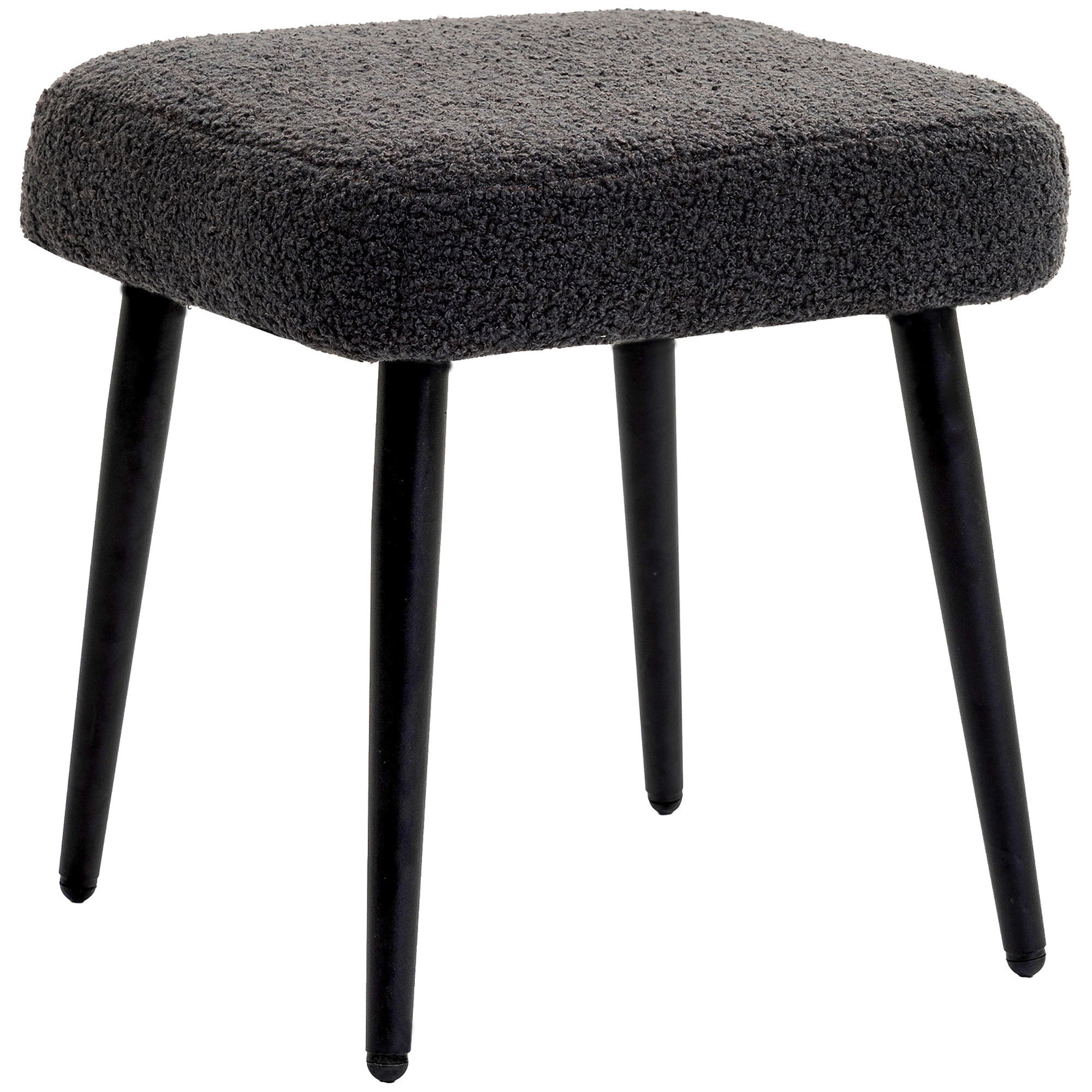 HOMCOM Taburete Reposapiés Sillón con Acolchado de Aspecto de Cachemira y Patas de Acero, 42 x 42 x 47 cm, Gris Oscuro