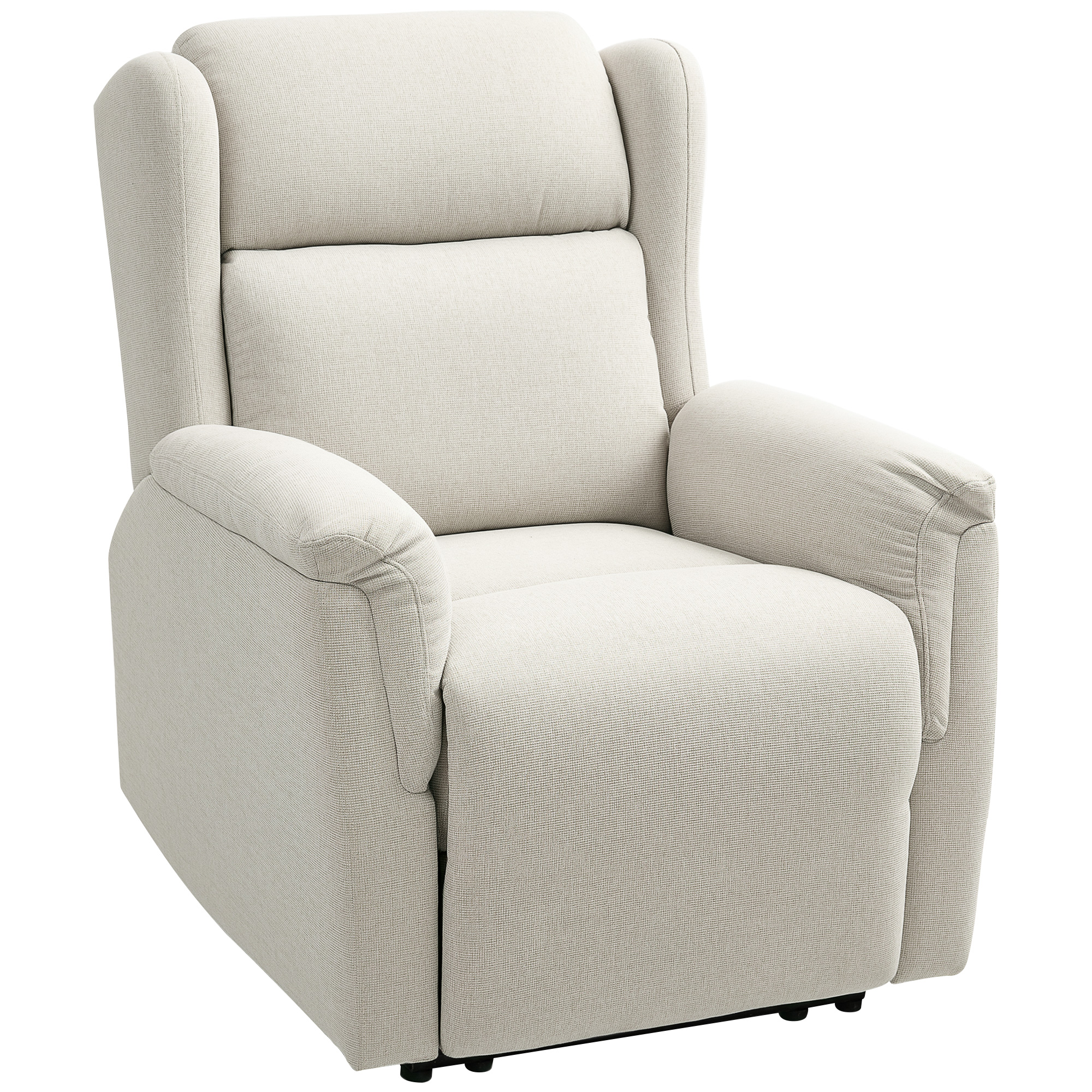 HOMCOM Sillón Relax, Silla tapizada ajustable con reposapiés, Inclinable a 160°, Aspecto de lino, montaje rápido, Beige