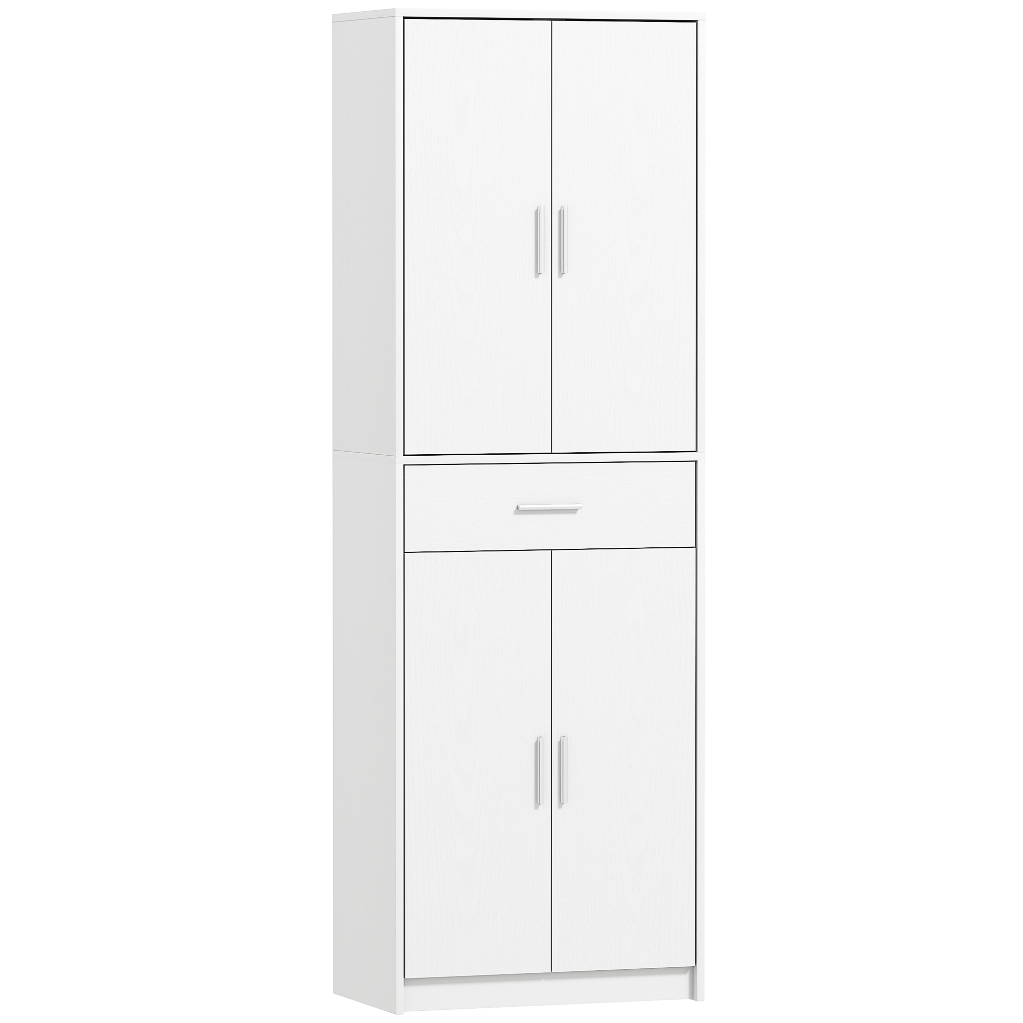 HOMCOM Armario de cocina moderno con armarios de puertas, estantes ajustables y cajón, 60x35x180 cm, blanco