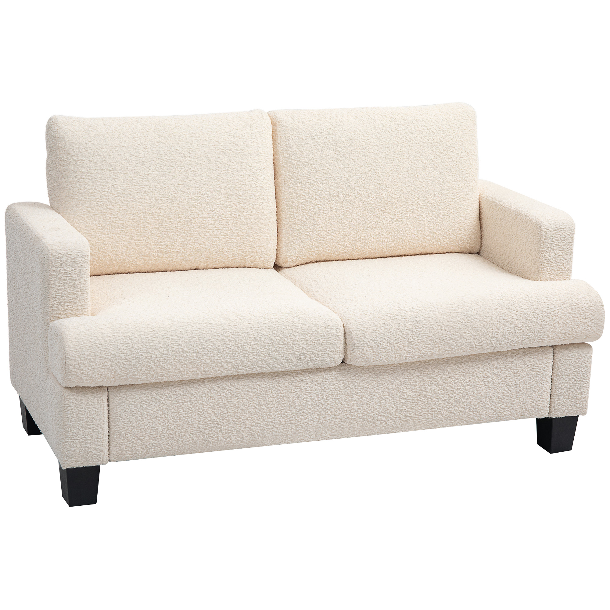 HOMCOM Sofá 2 plazas 120 cm con cojines de respaldo extraíbles, tela chenilla para sala, habitación, oficina, beige