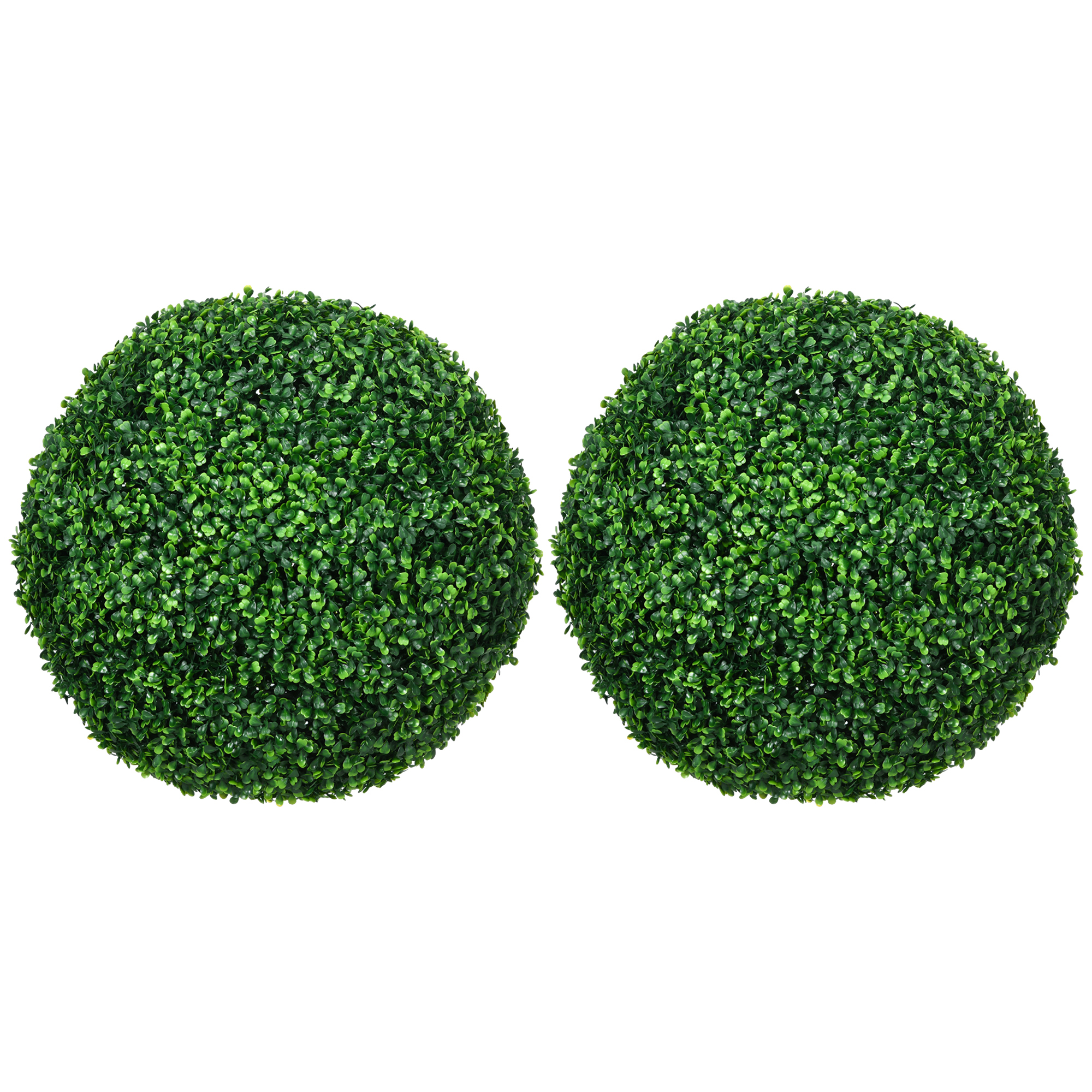 HOMCOM Conjunto de 2 Bolas de Boj Artificial, Plantas Artificiales, Planta de Interior con Protección UV, Planta Decorativa, para Interior, Exterior, Verde