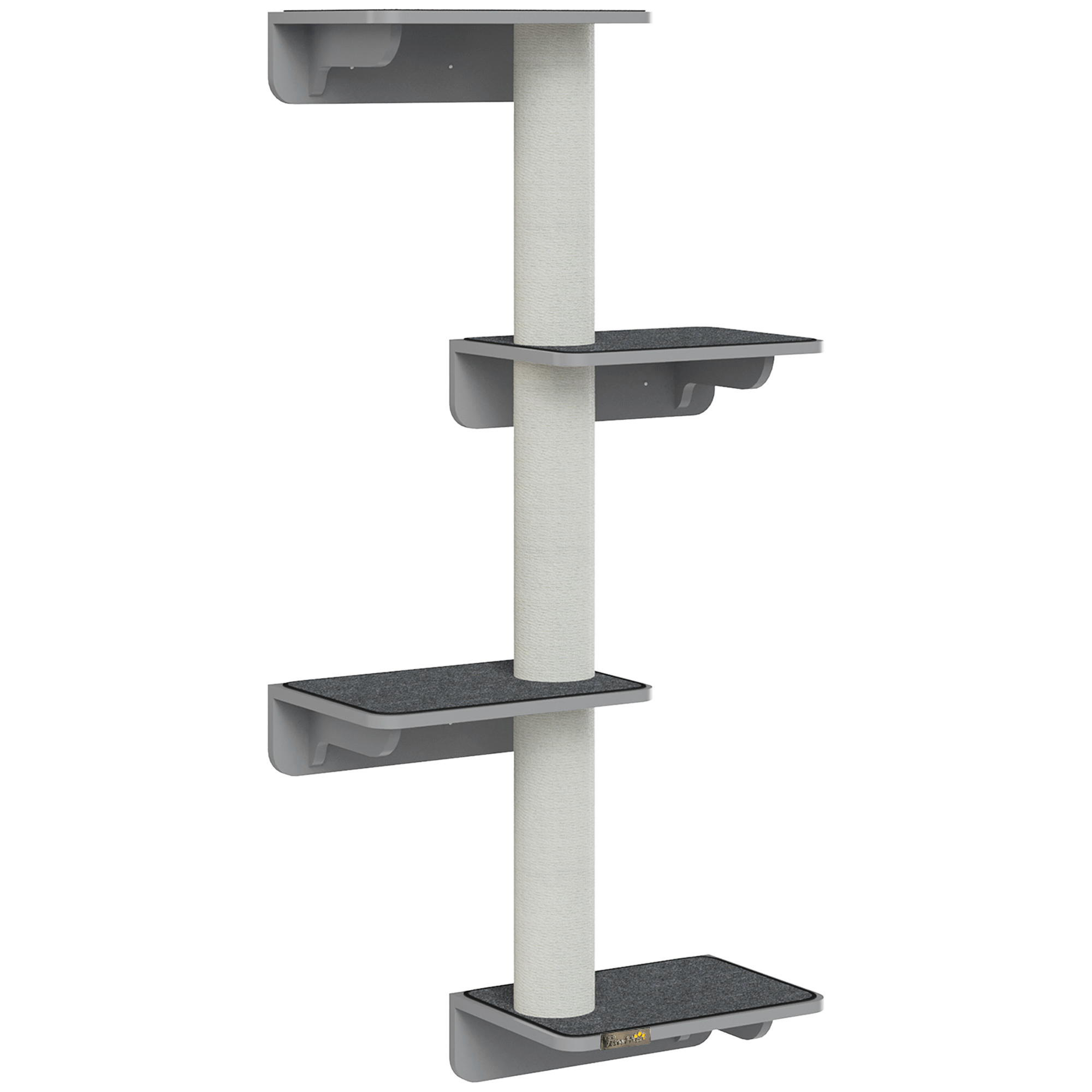 PawHut Árbol Rascador de Pared para Gatos - Juguete de Escalada para Gatos - Rascador en Gris Claro + Beige 66 x 28 x 137 cm