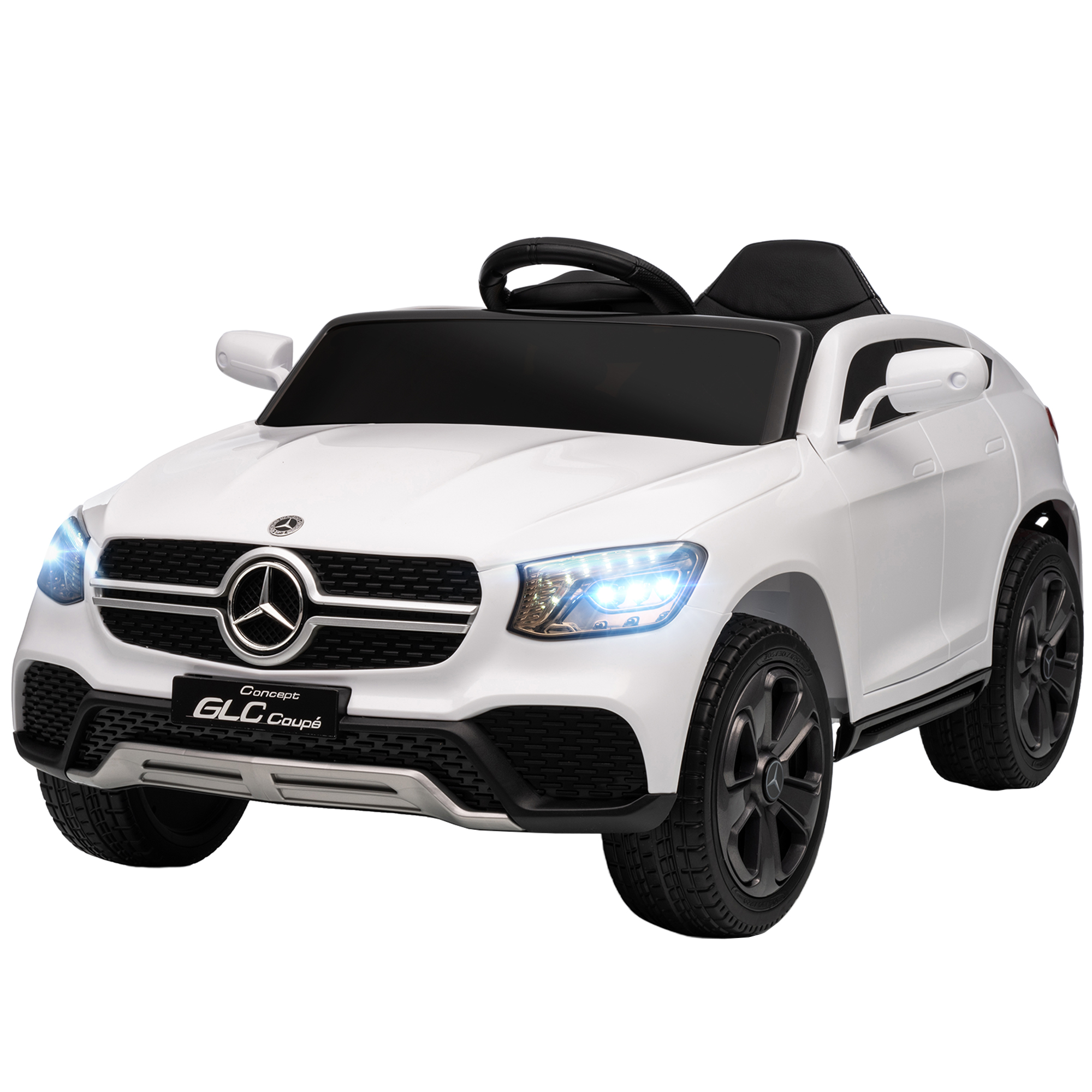AIYAPLAY Voiture électrique enfants, véhicule électrique 12V, télécommande 2,4G, 3 vitesses, démarrage lent, 105x68x50cm, blanc