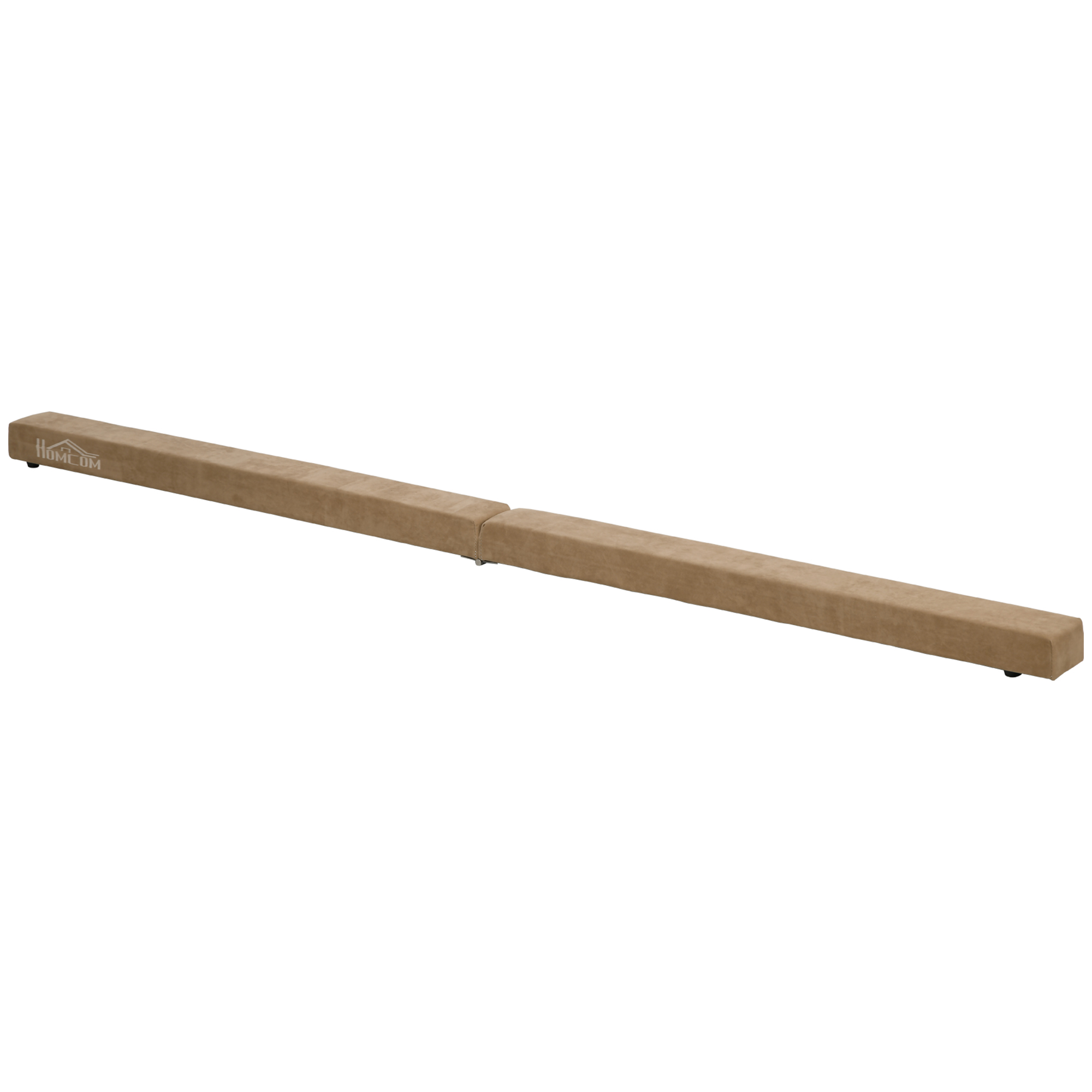 HOMCOM Barra de equilibrio plegable, antideslizante, cubierta de ante, madera resistente, 210 x 10 x 6,5 cm, Marrón