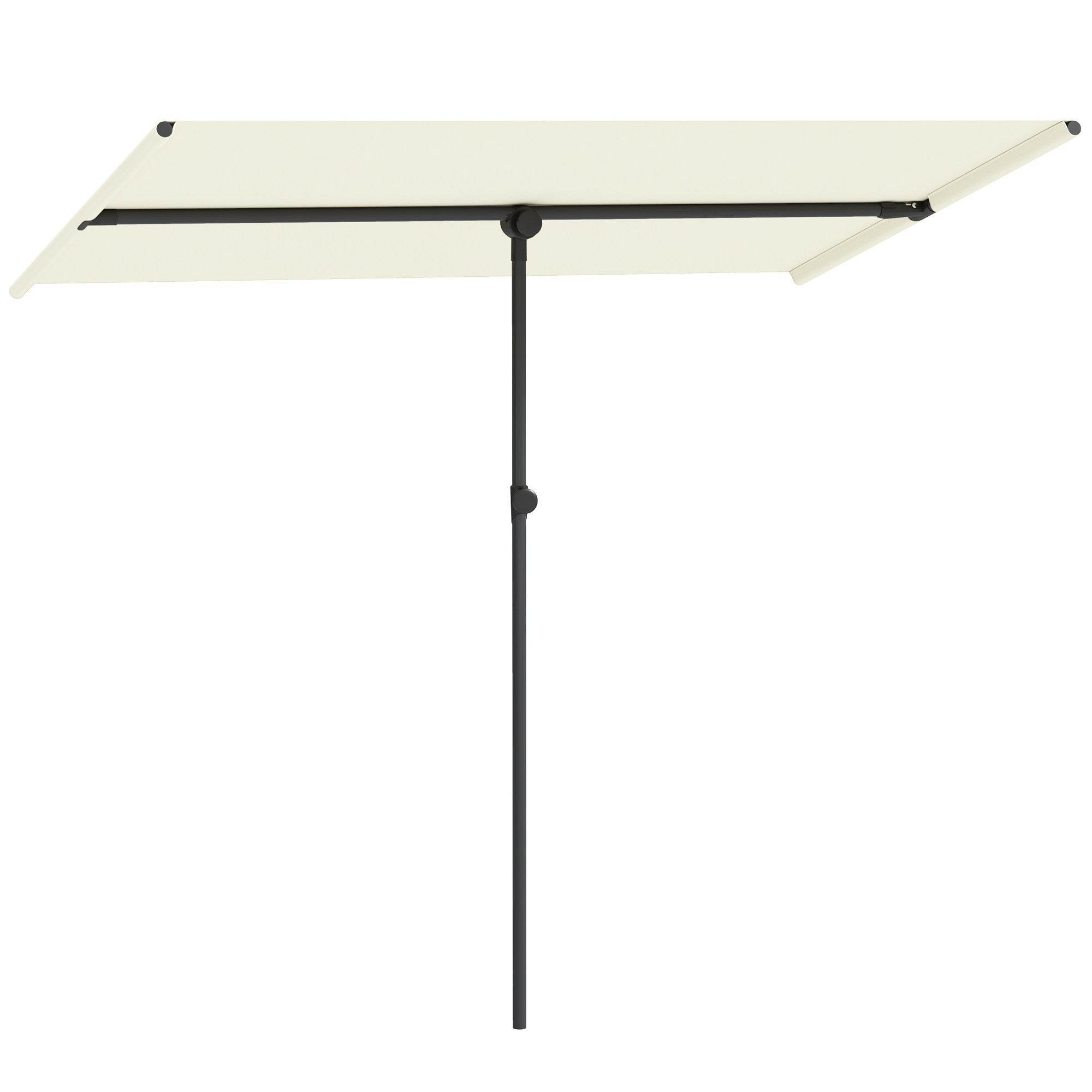 Outsunny Sombrilla 180 Grados Giratoria Altura Ajustable Parasol de Jardín con Mástil de Aluminio 150x205cm Beige
