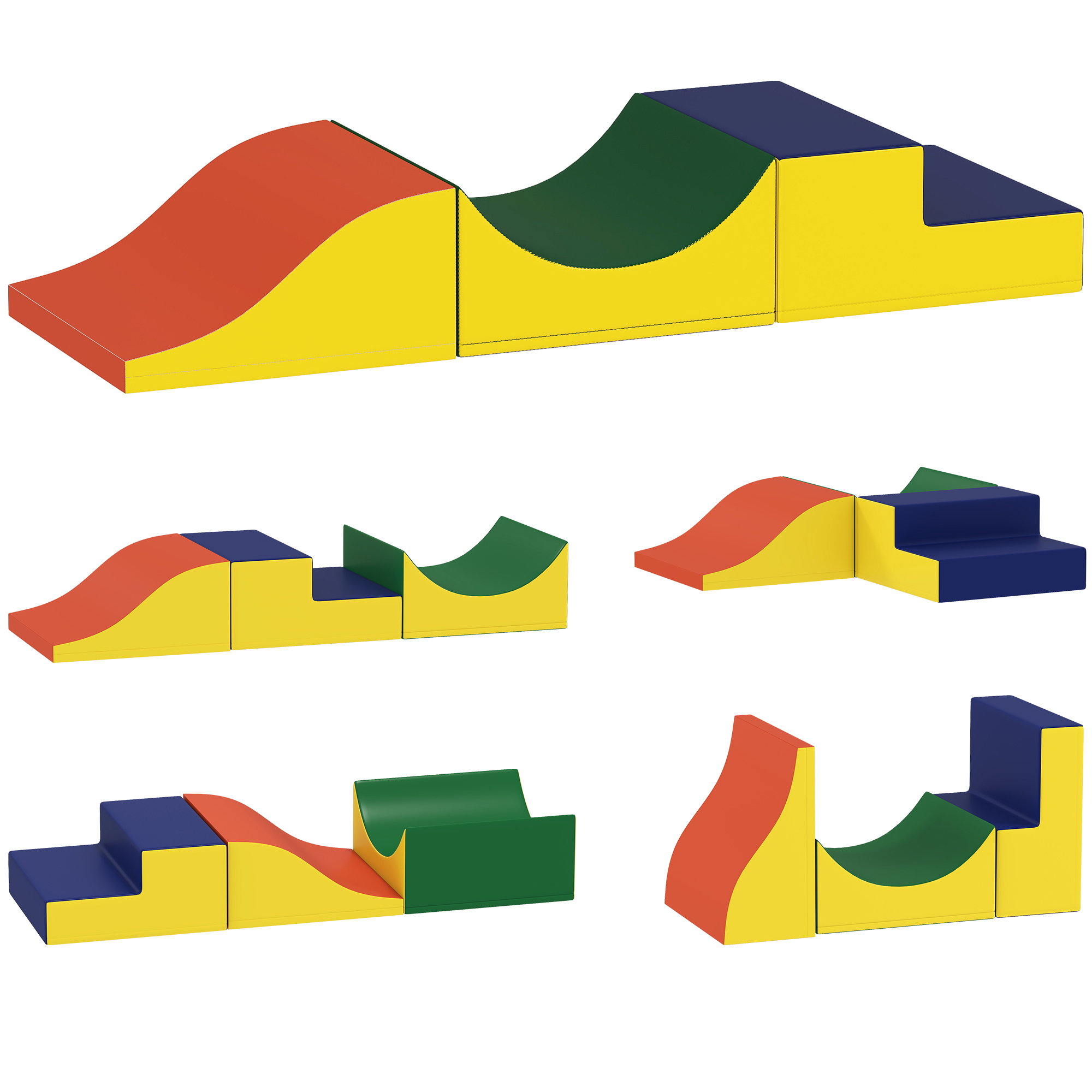 AIYAPLAY Set di 3 Blocchi di Costruzioni Morbide in Schiuma per Bambini per Casa e Scuola, 141x45,7x20,3 cm, Giallo   Aosom Italy