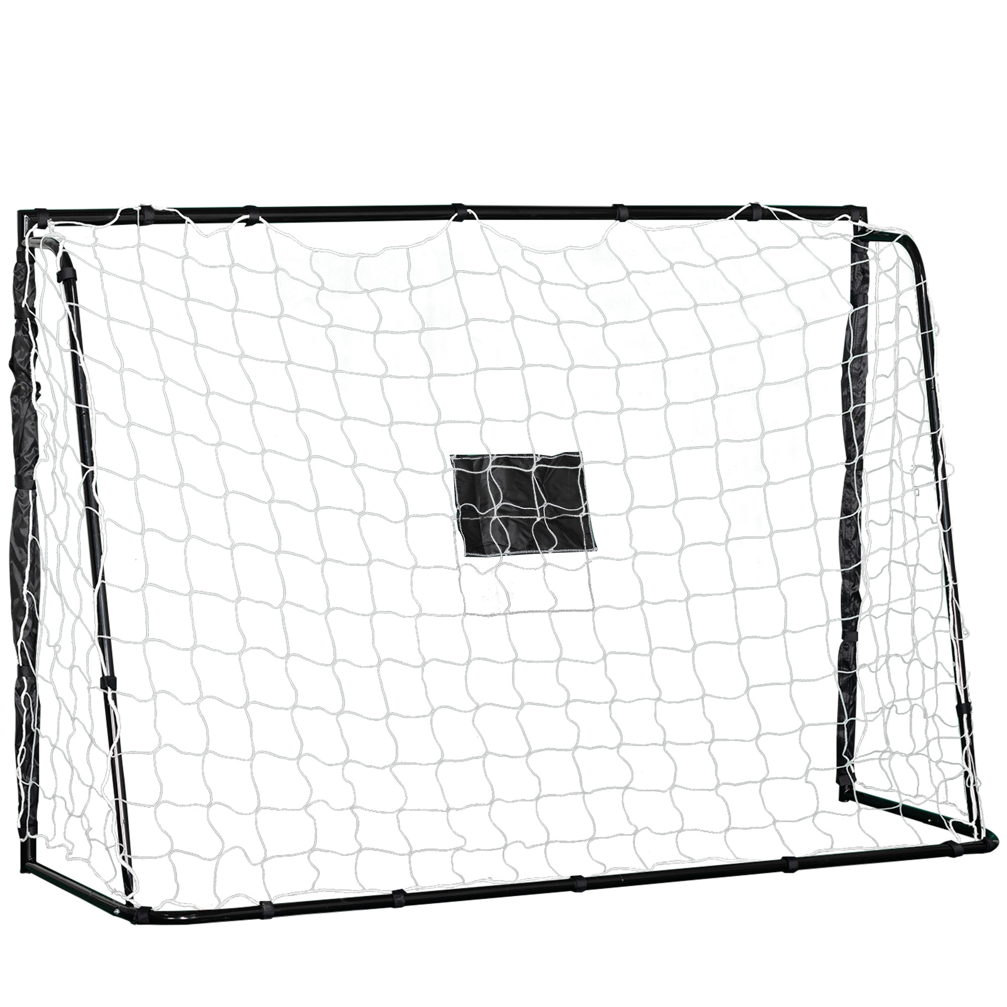 HOMCOM Objetivo de fútbol portería de fútbol chasis metálico red de PE clavijas y herramienta incluidas dim. 186L x 62An x 123Al cm negro blanco