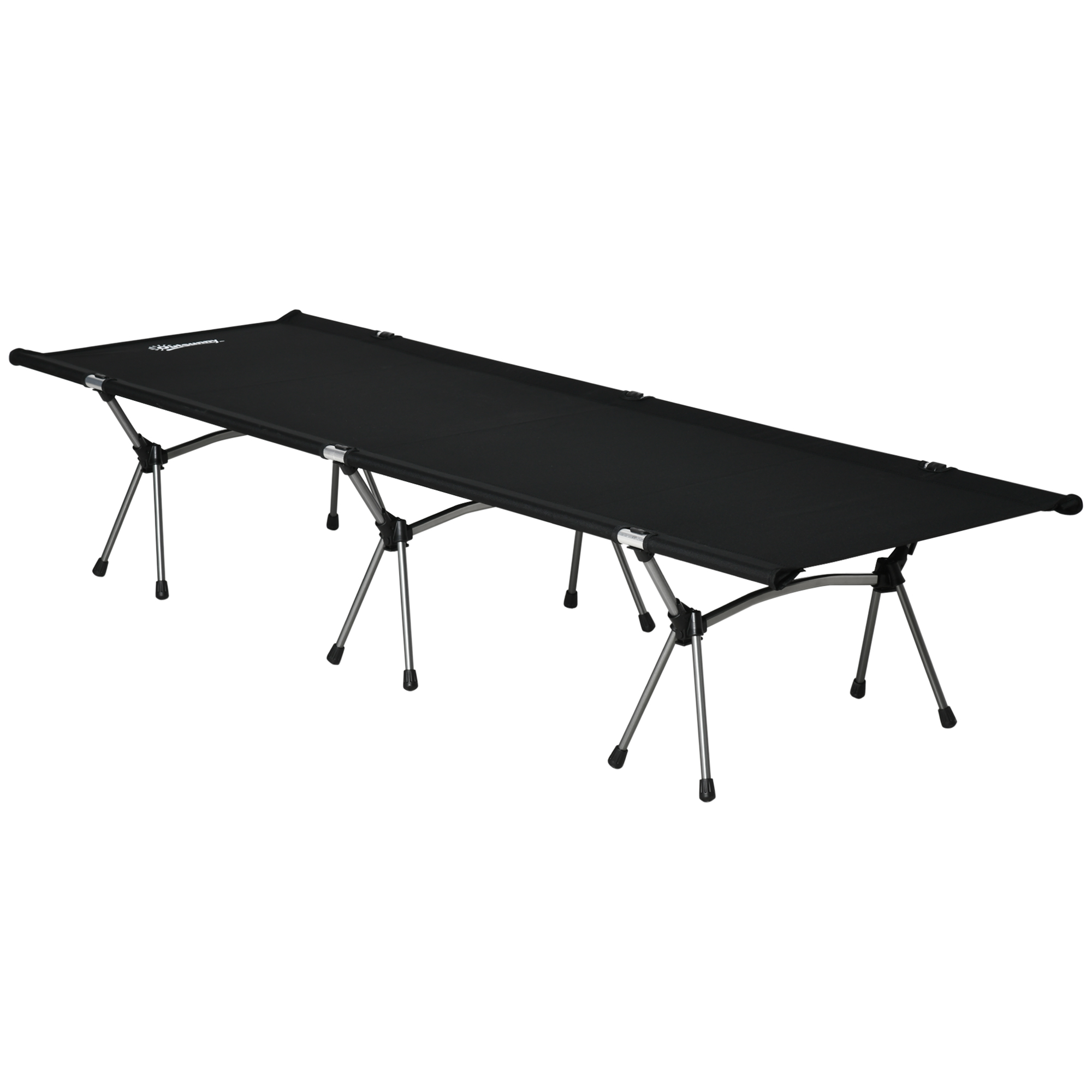 Outsunny Pat Pliant de Camping din Aluminiu cu Geantă pentru Transport înălțime Reglabilă până la 150kg Capacitate Oxford Negru 190 x 65 x 38 cm | Aosom Romania