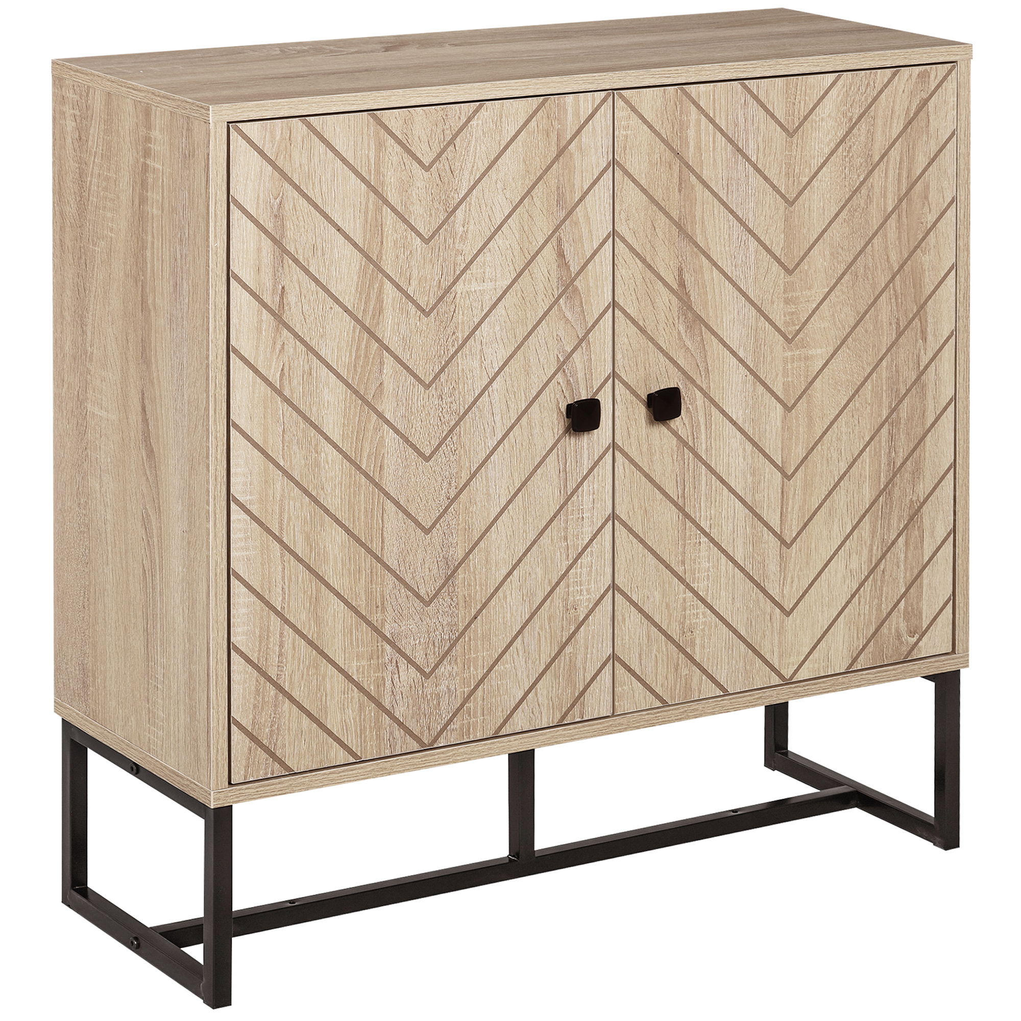 HOMCOM Bufet mobilier de depozitare 2 uși lemn și picioare din metal negru dim. 80L x 29,5l x 80H cm | Aosom Romania