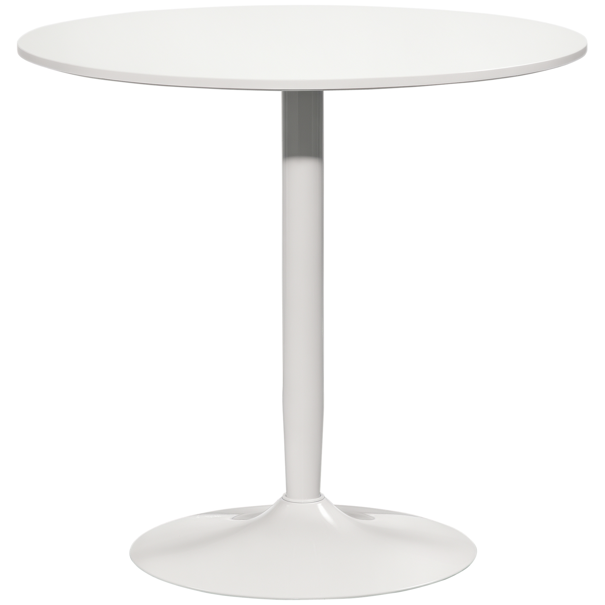 HOMCOM Masă de bucătărie pentru 2 persoane, blat rotund Ø80 cm, MDF și oțel, antiderapant, Alb, 75H cm | Aosom Romania