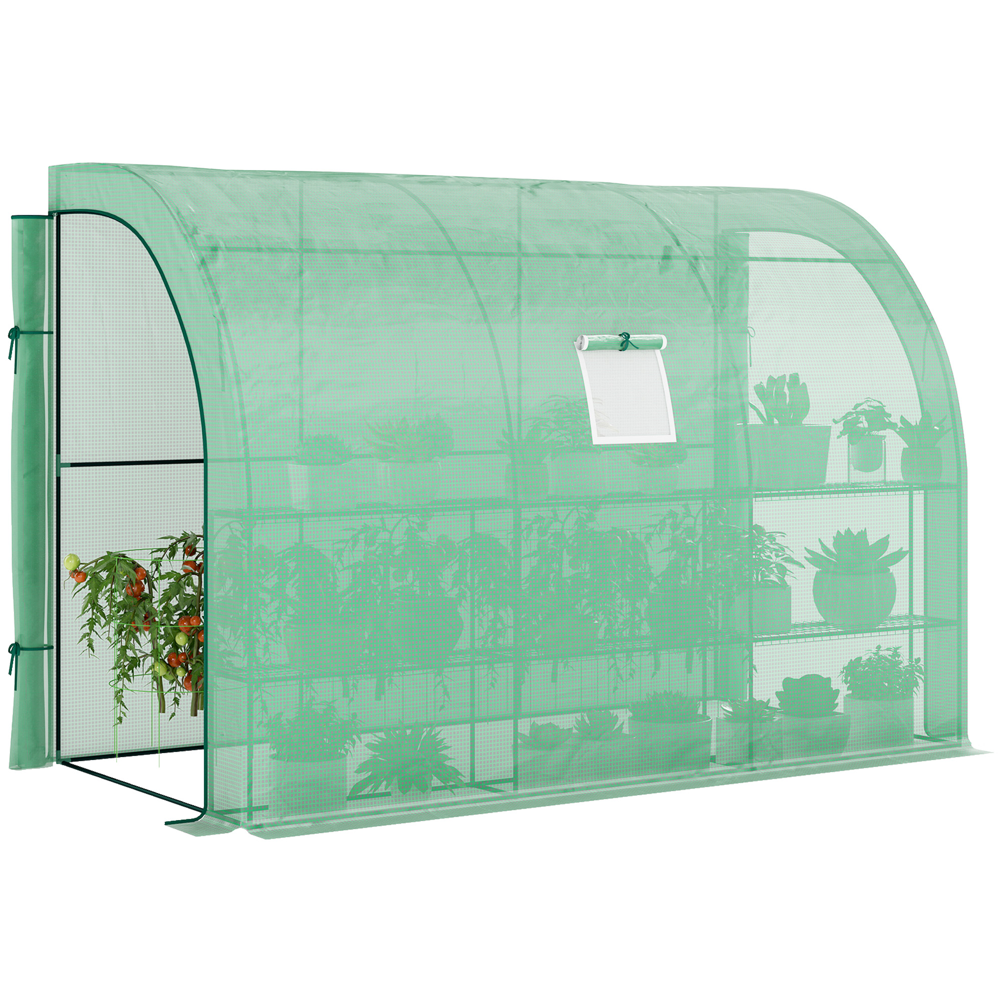 Outsunny Sera, Sera de gradina cu acoperire din plastic, rezistenta la UV, 3 etaje, Usi cu fermoar, Verde | Aosom Romania