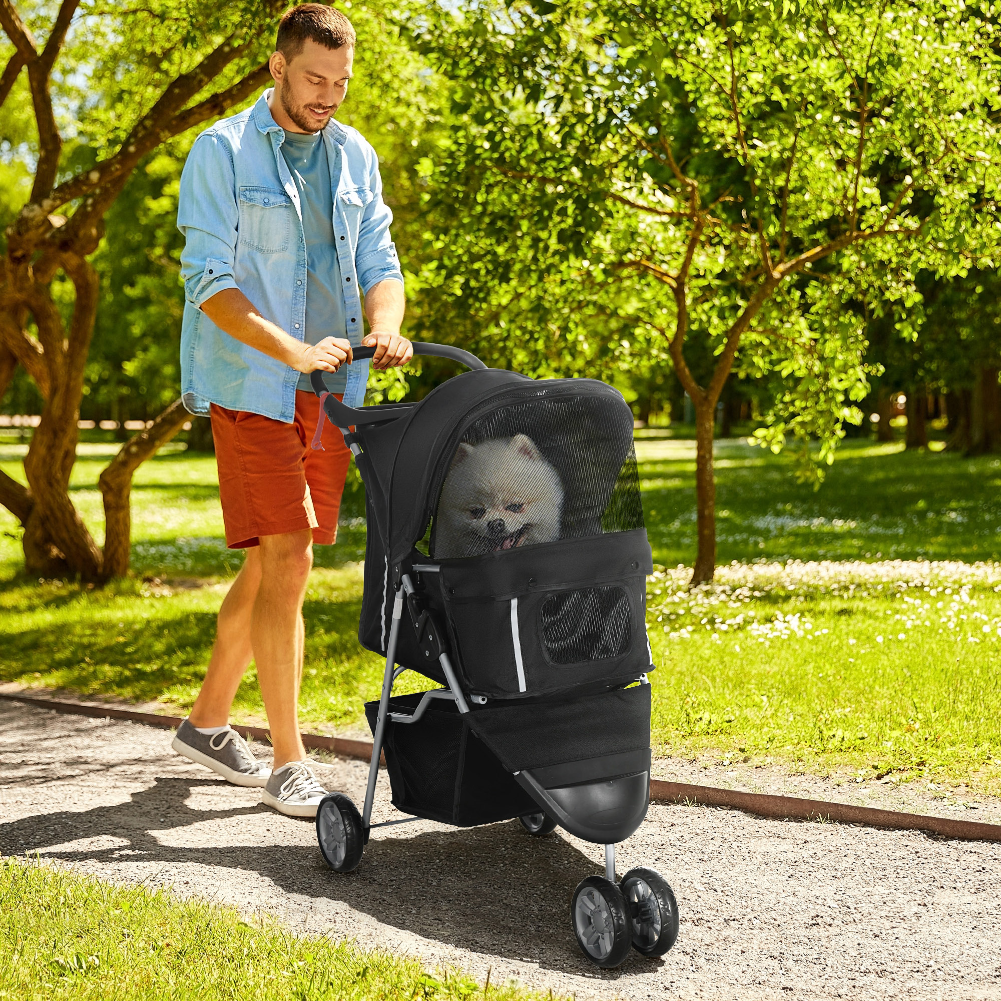 PawHut Hundewagen Hundebuggy klappbar für Hunde & Katzen Katzenbuggy mit Ki günstig online kaufen