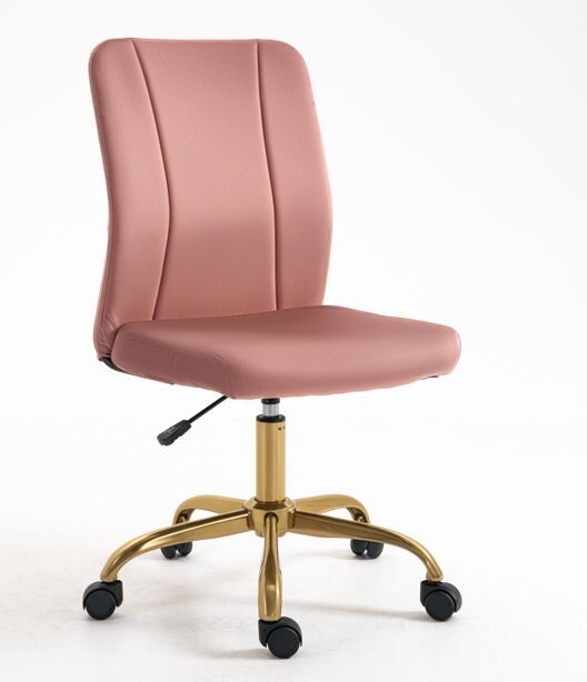 Vinsetto Scaun de birou design contemporan cu pivot 360° ergonomic spătar curb înălțime reglabilă înveliș din catifea 56 x 60 x 102 cm roz și aurie | Aosom Romania