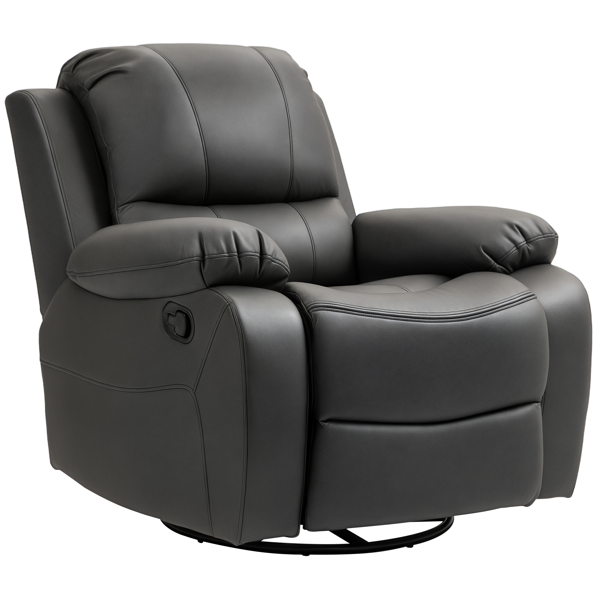 HOMCOM Fotel de relaxare, spătar și suport pentru picioare ajustabile, rotativ, până la 150 kg, cadru din oțel, 93x100x98cm, negru | Aosom Romania