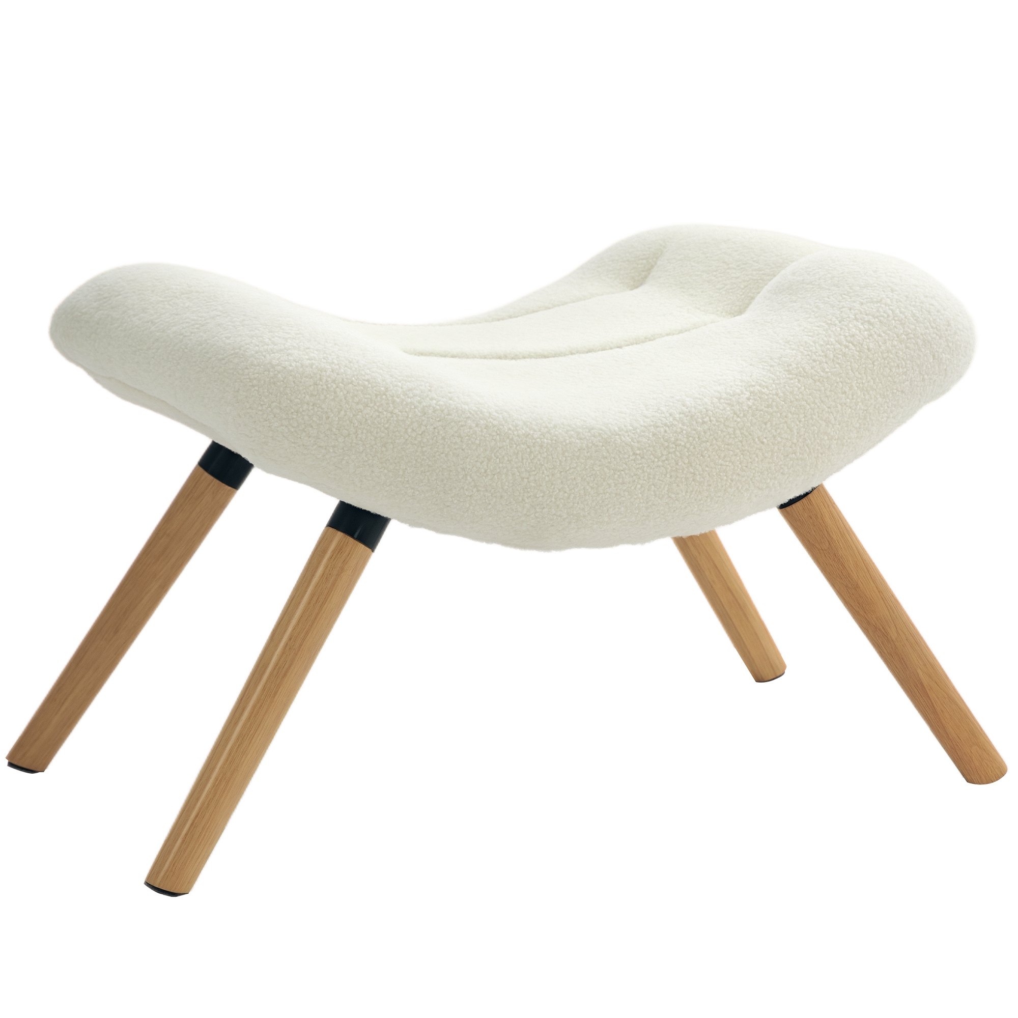 HOMCOM Fotoliu pentru picioare modern din lemn cu acoperire din polar și picioare din fag, căptușit, pentru living, dormitor, vestibul, cremă albă | Aosom Romania