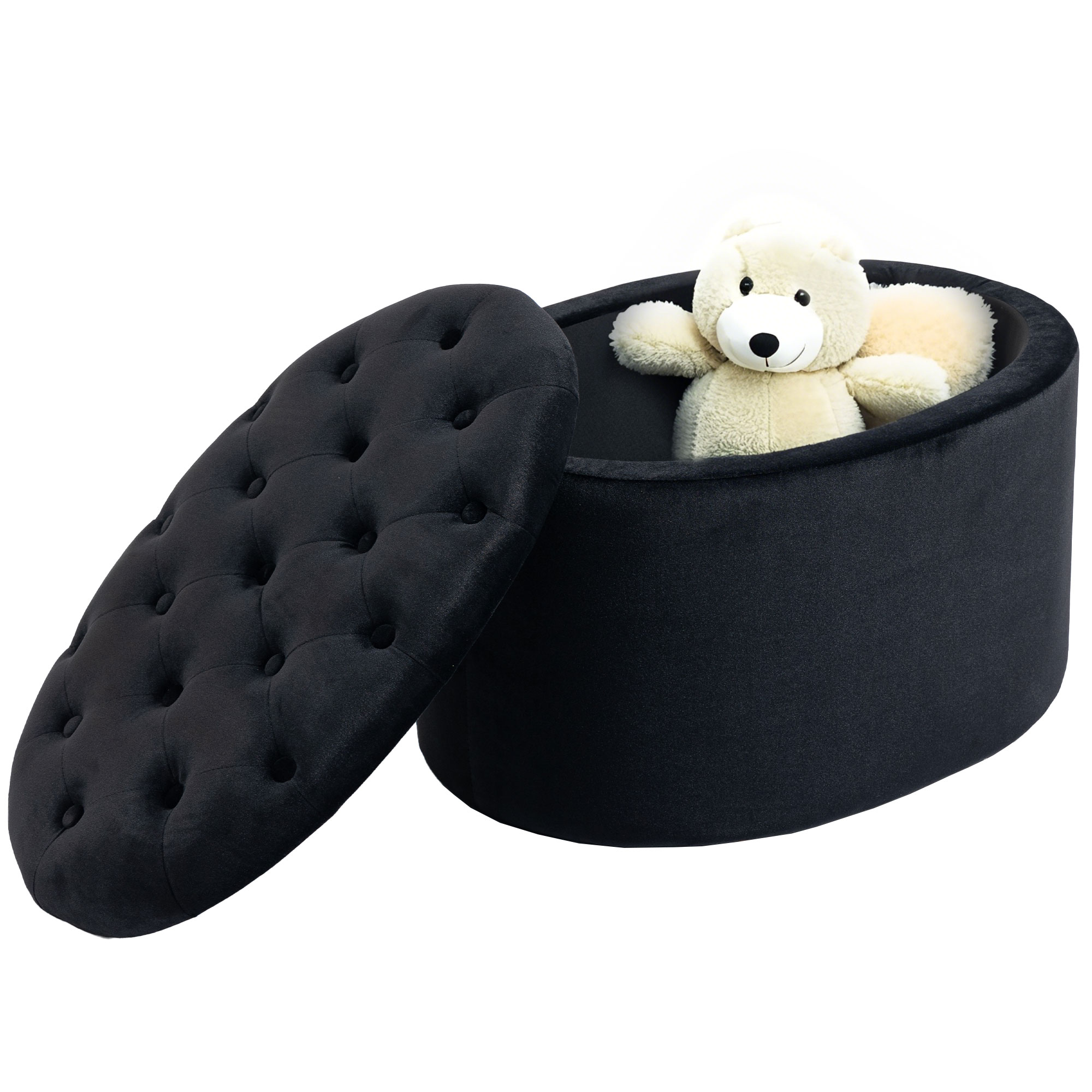 HOMCOM Banc de depozitare captusit cu spatiu de depozitare pentru hol dormitor sufragerie 71 x 52 x 42 cm negru | Aosom Romania